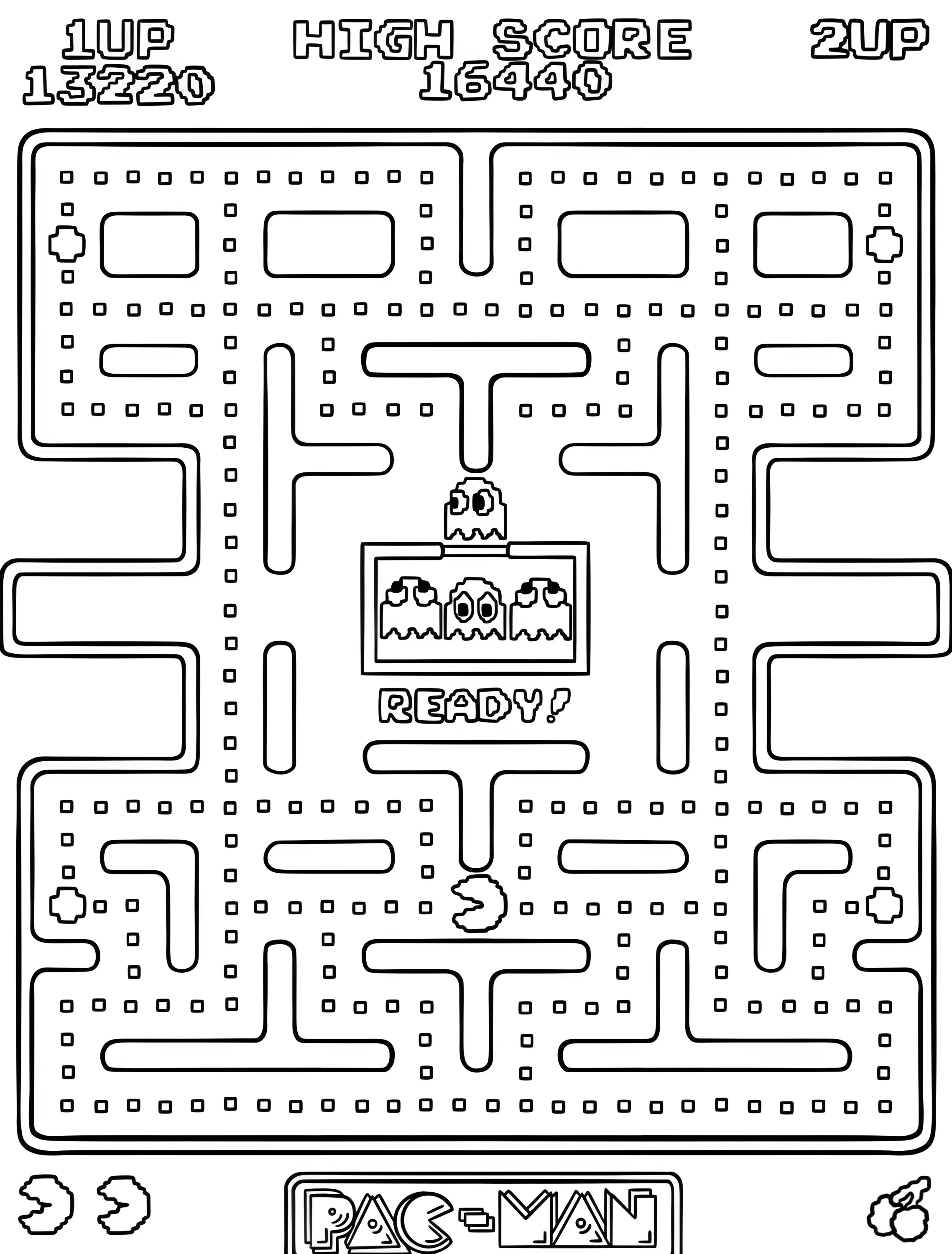 Игра Pac-Man для детей №7175. Раскраски из игр. Пакман (Pac-Man).