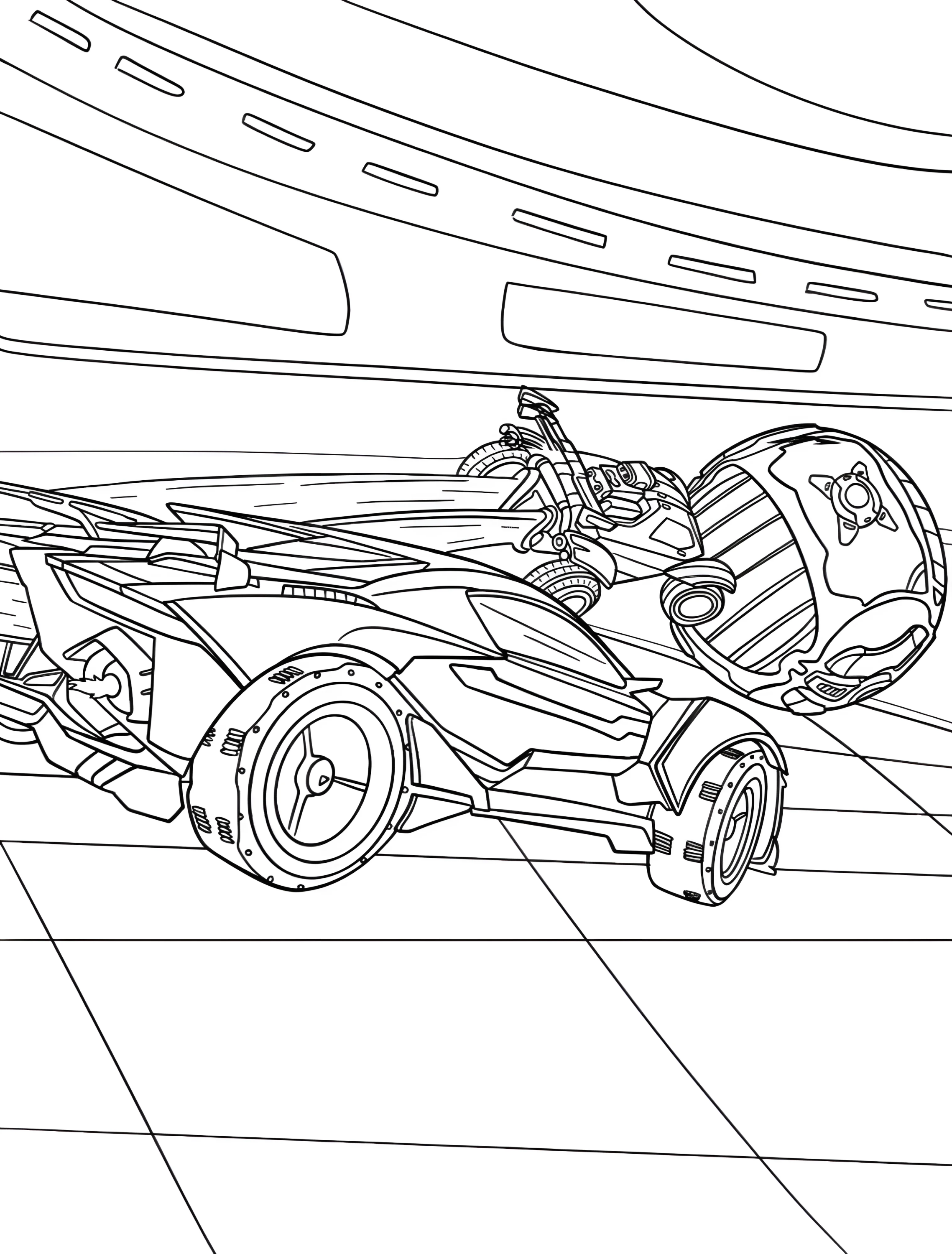 Гоночные болиды для детей №7619. Раскраски из игр. Рокет Лига (Rocket League).