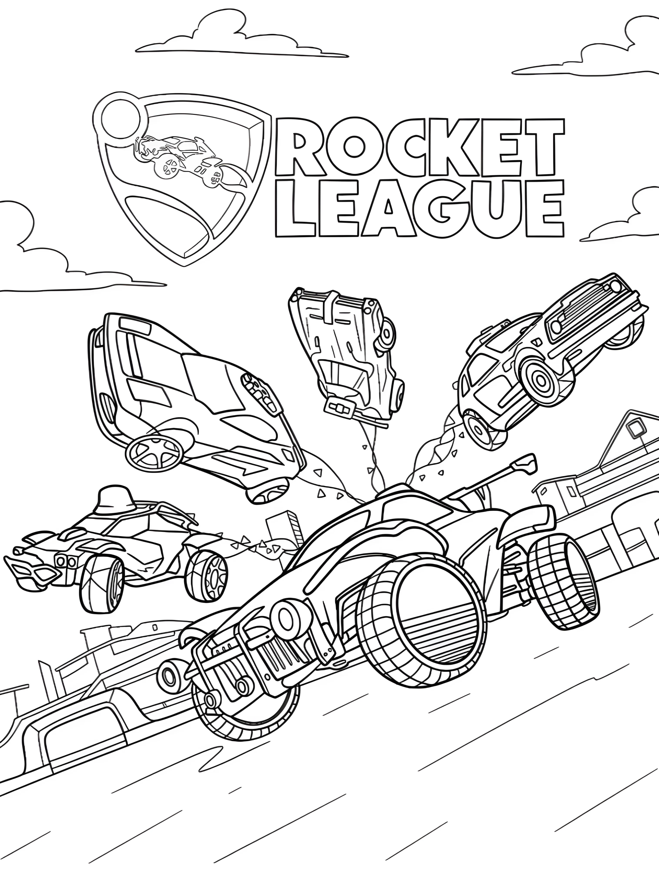 Забавная битва машин Rocket League для детей №7620. Раскраски из игр. Рокет Лига (Rocket League).