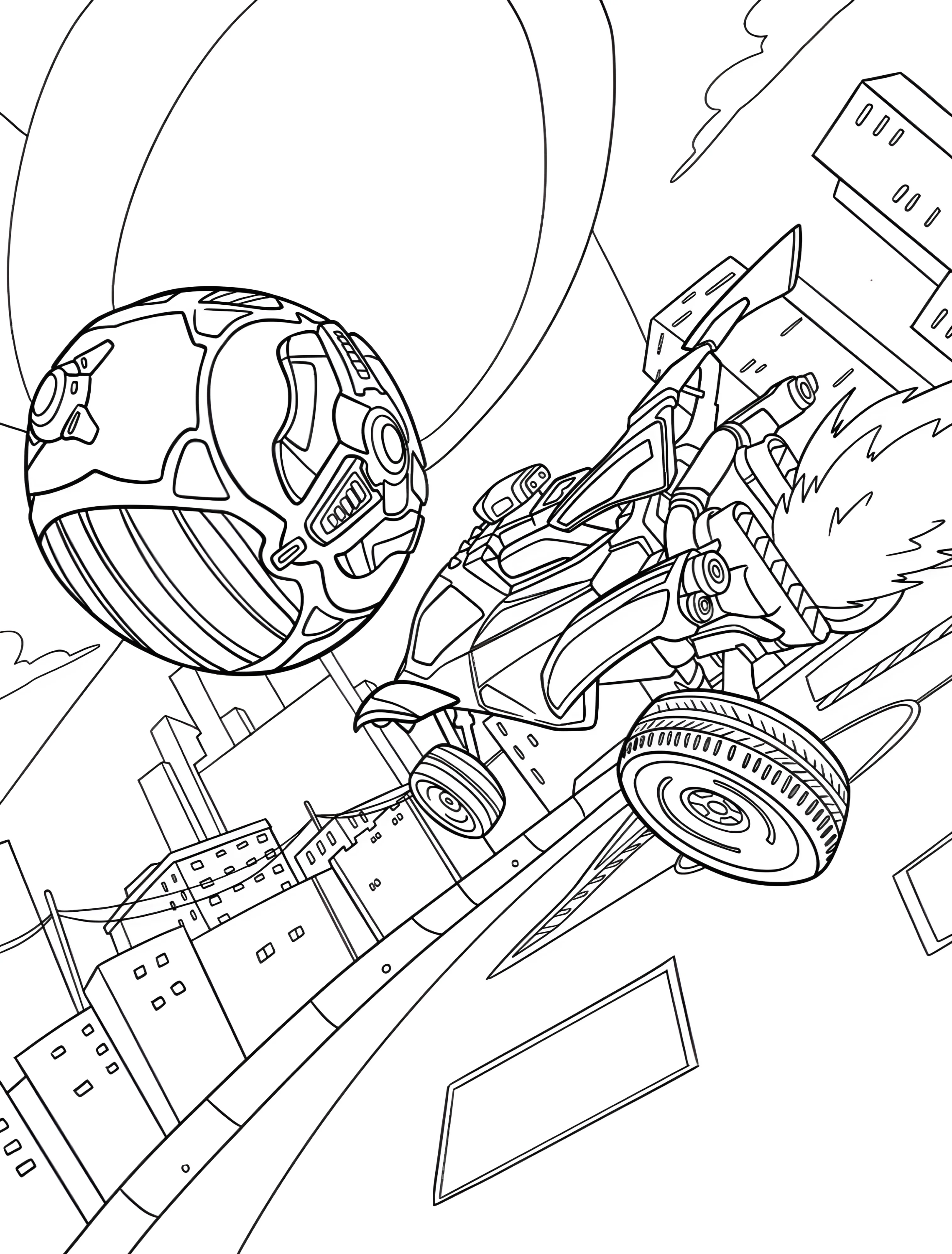 Автомобиль и мяч для детей №7623. Раскраски из игр. Рокет Лига (Rocket League).