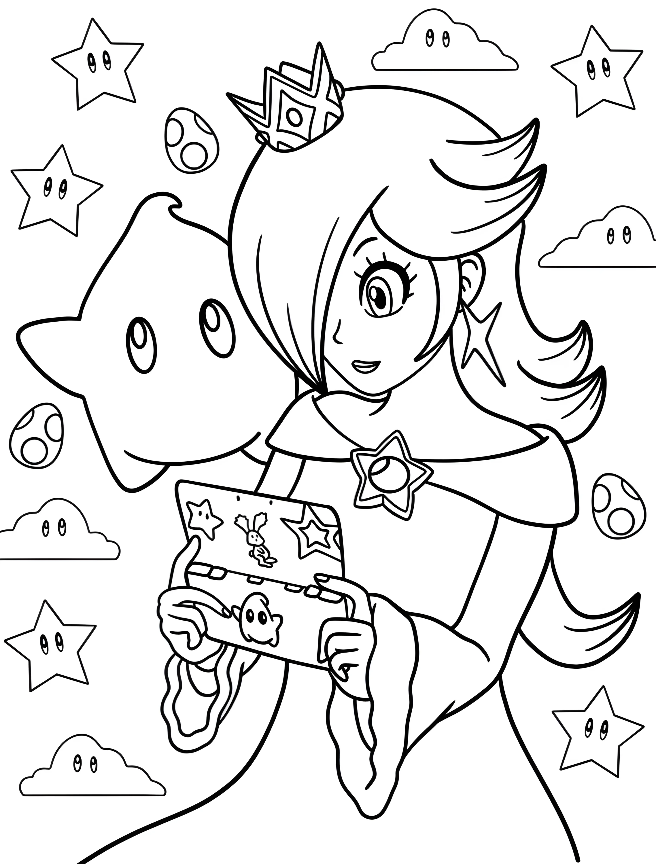 Розалина играет в видеоигру с Лумой №7642. Раскраски из игр. Розалина (Rosalina).