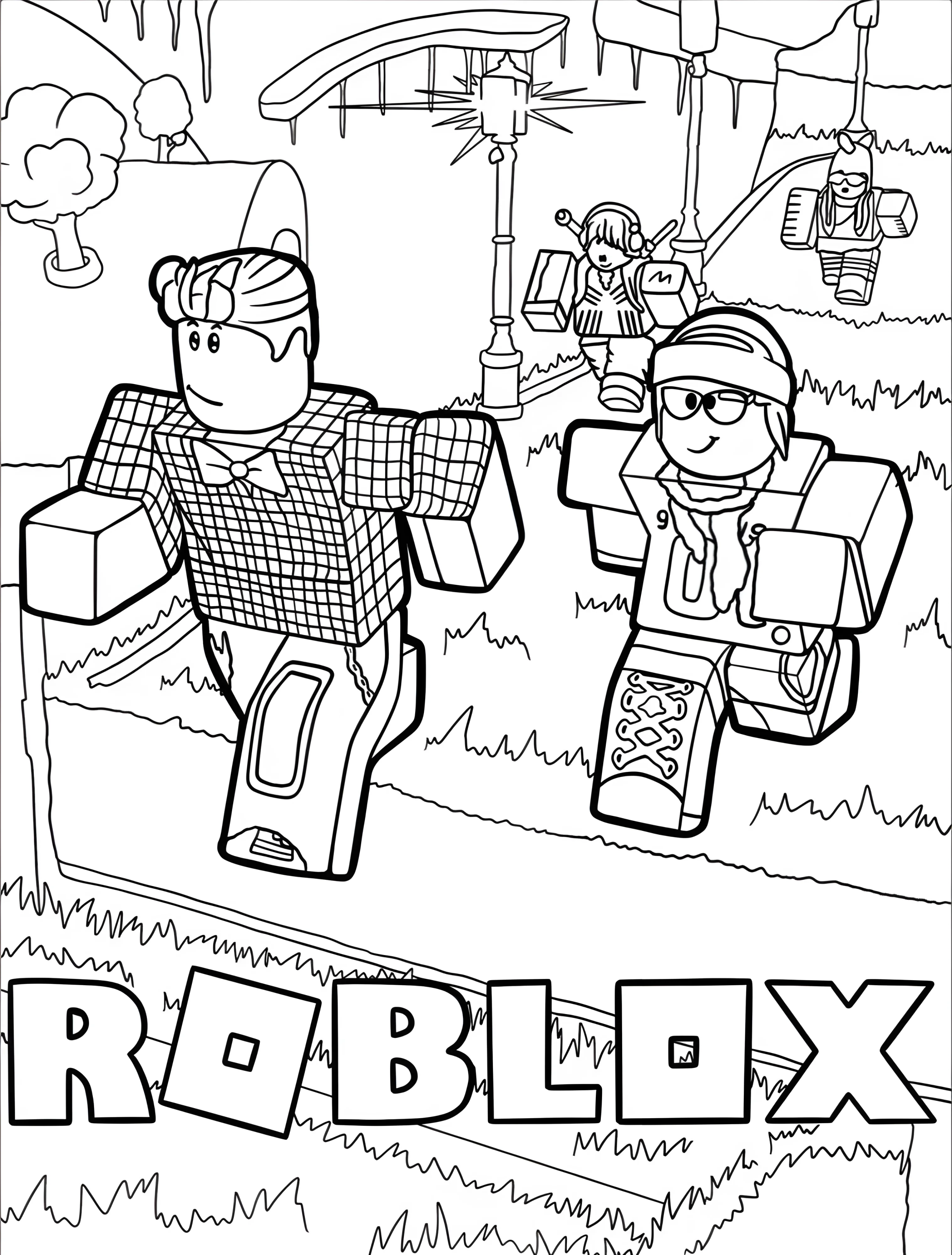 Веселые персонажи Roblox для детей №7607. Раскраски из игр. Роблокс (Roblox).