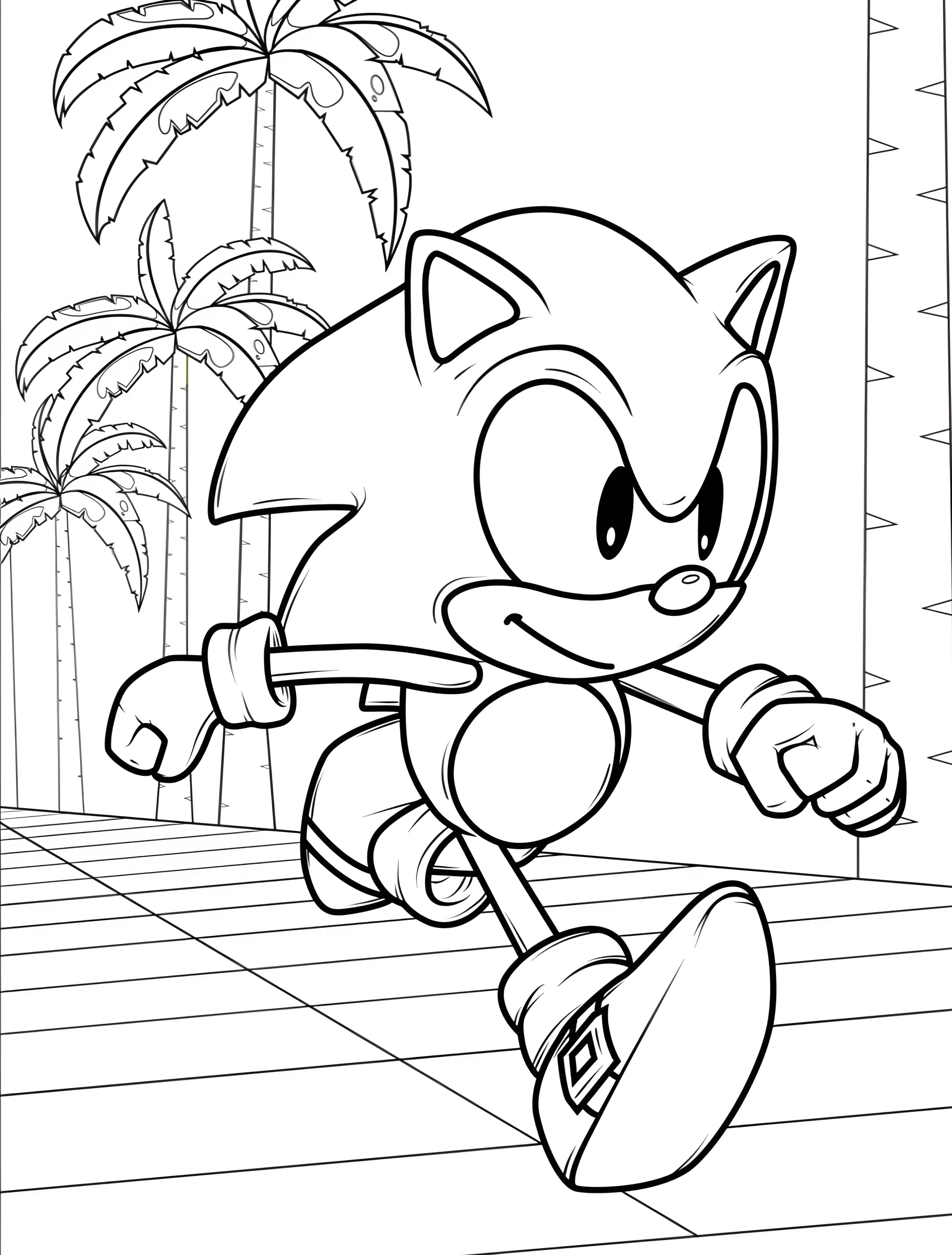 Соник бежит в видеоигре для детей №7773. Раскраски из игр. Соник (Sonic).