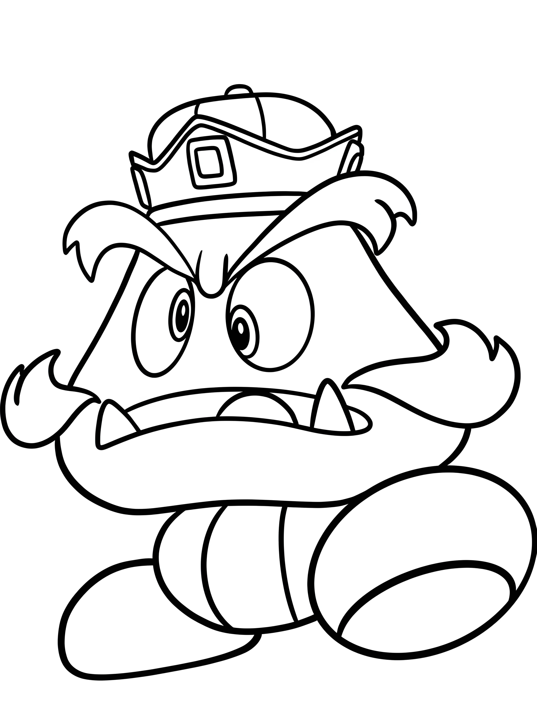 Милый и забавный Гумбосс для детей №6578. Раскраски из игр. Гумба (Goomba).