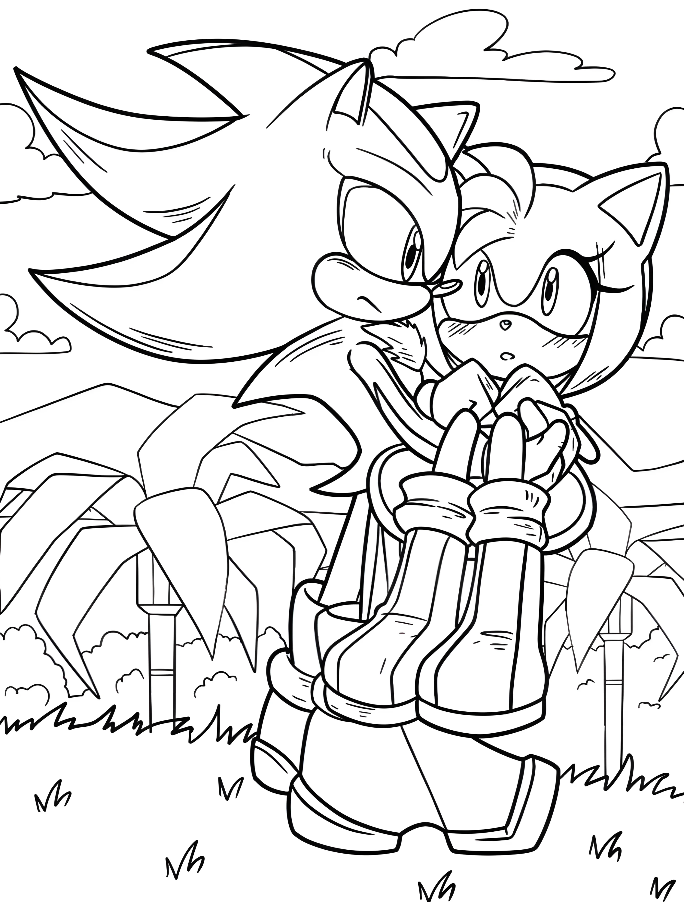Эми Роуз и Шэдоу для детей №5996. Раскраски из игр. Эми Роуз (Amy Rose).