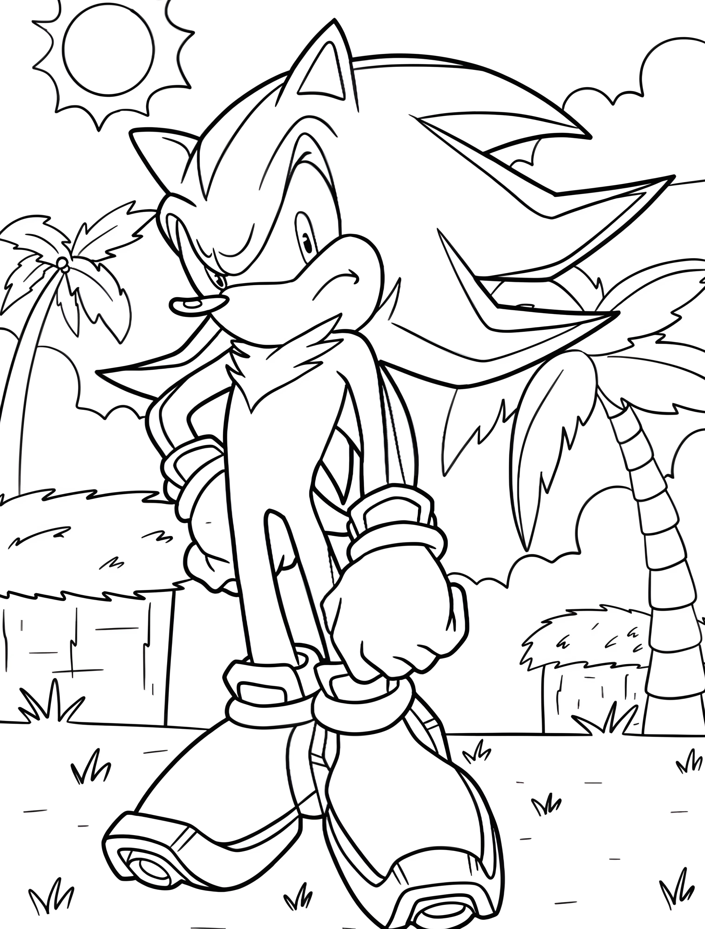 Соник для детей забавный ёжик №7667. Раскраски из игр. Шэдоу Соник (Shadow Sonic).