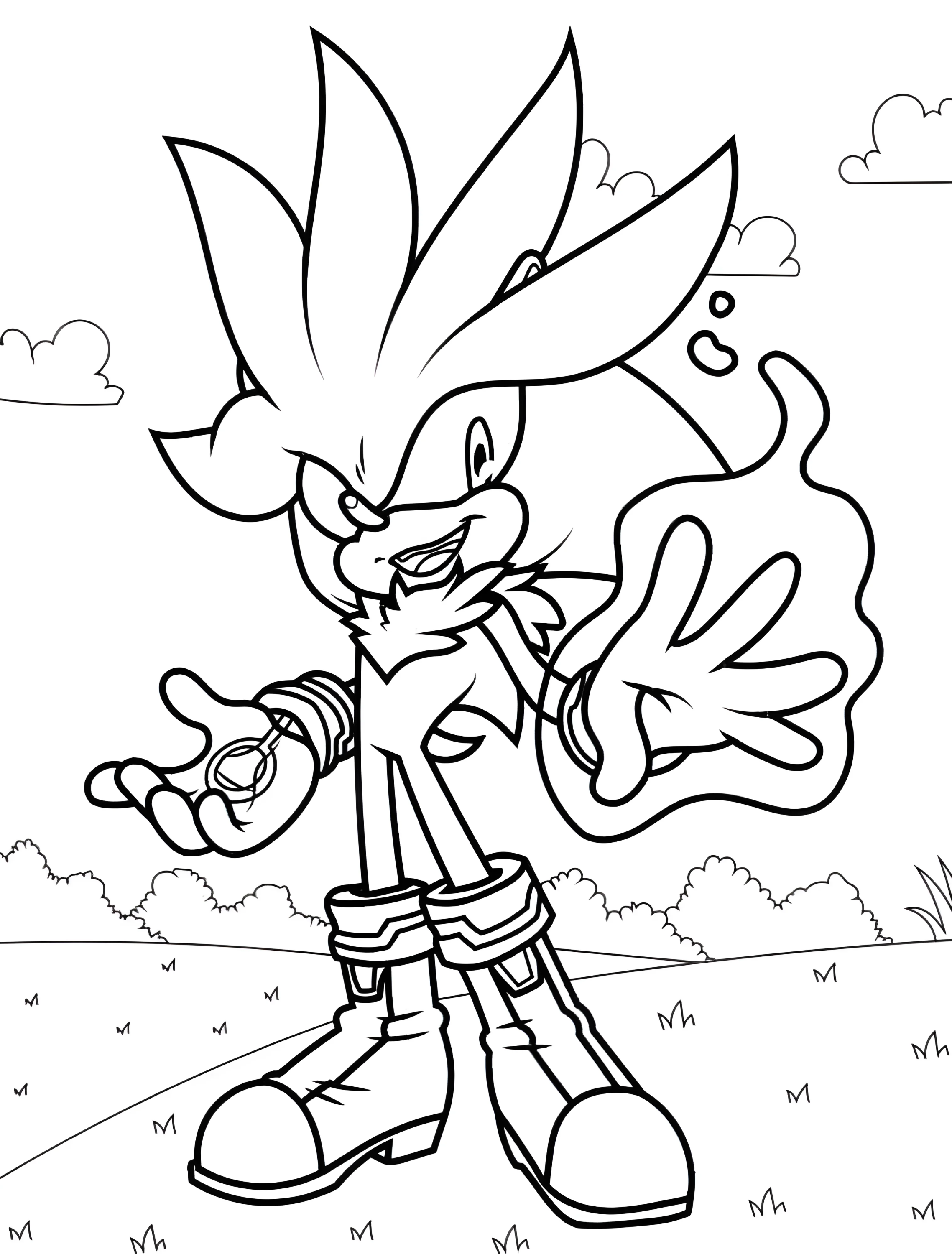 Забавный серебряный ежик для детей №7774. Раскраски из игр. Соник (Sonic).