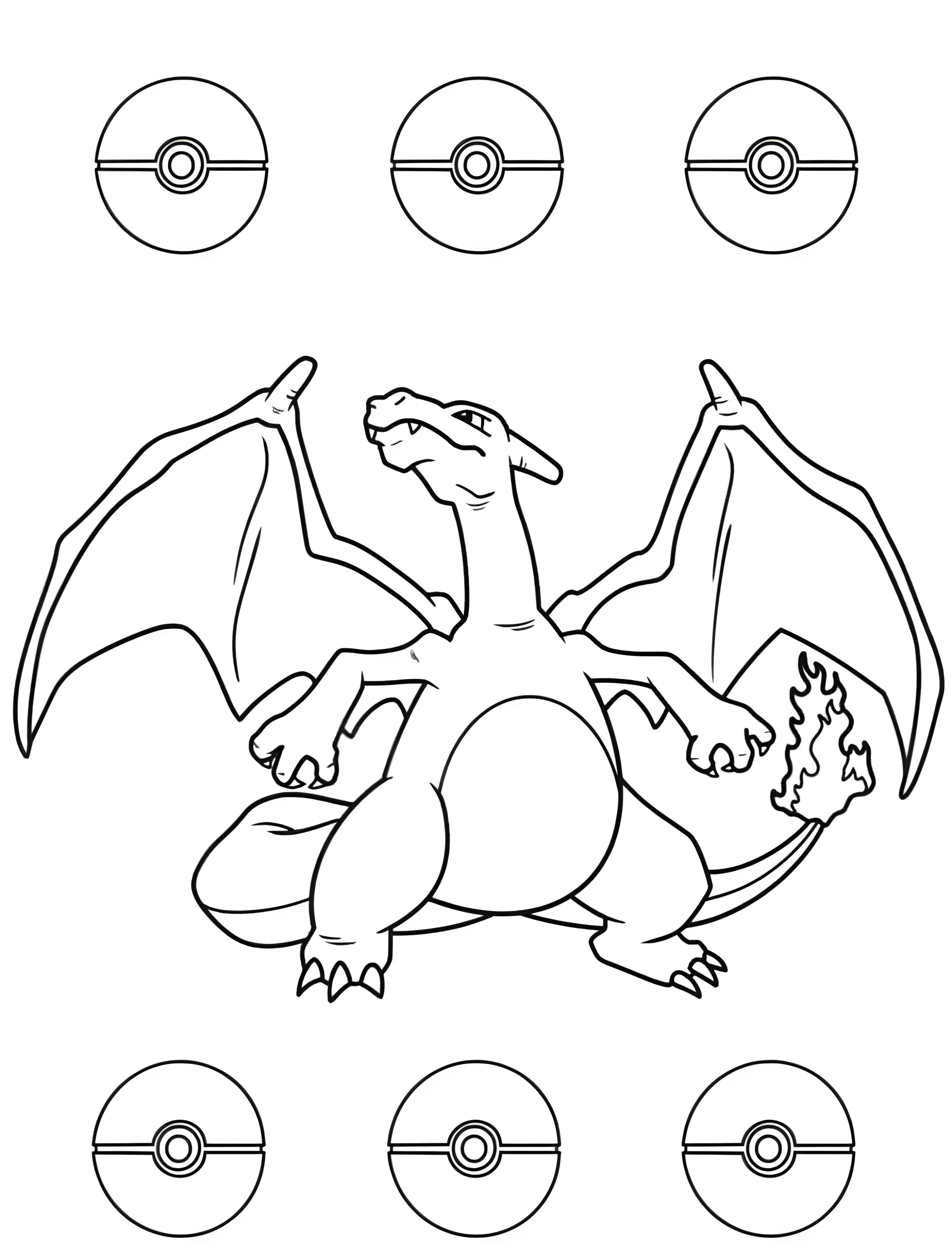 Милый дракон Чар из Покемонов для детей №7418. Раскраски из игр. Покемон (Pokemon).