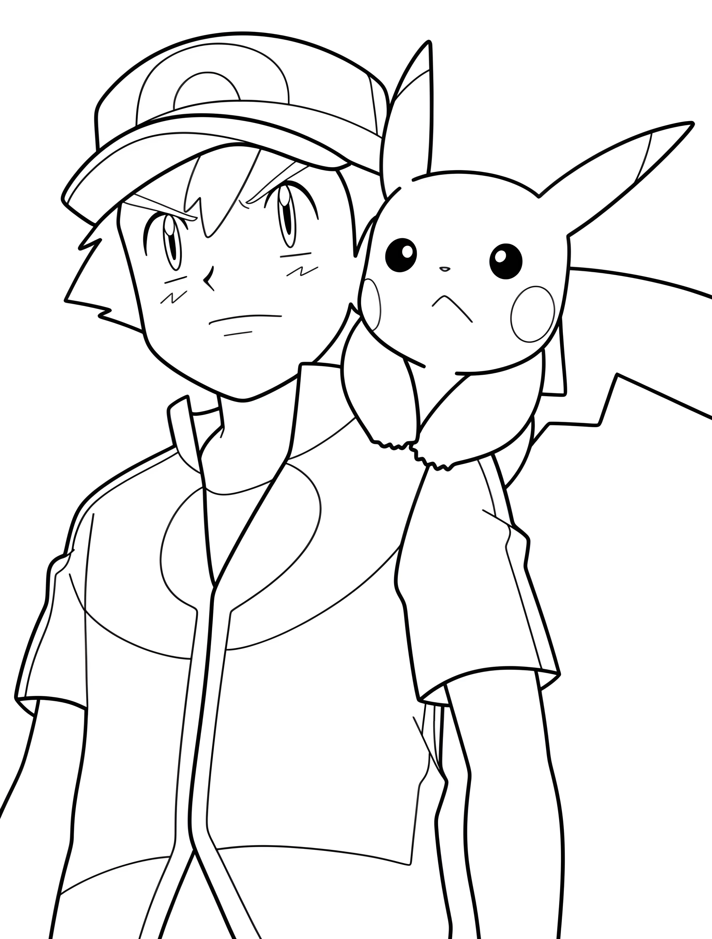 Эш Кетчум и Пикачу для детей №6085. Раскраски из игр. Эш Кетчум (Ash Ketchum).