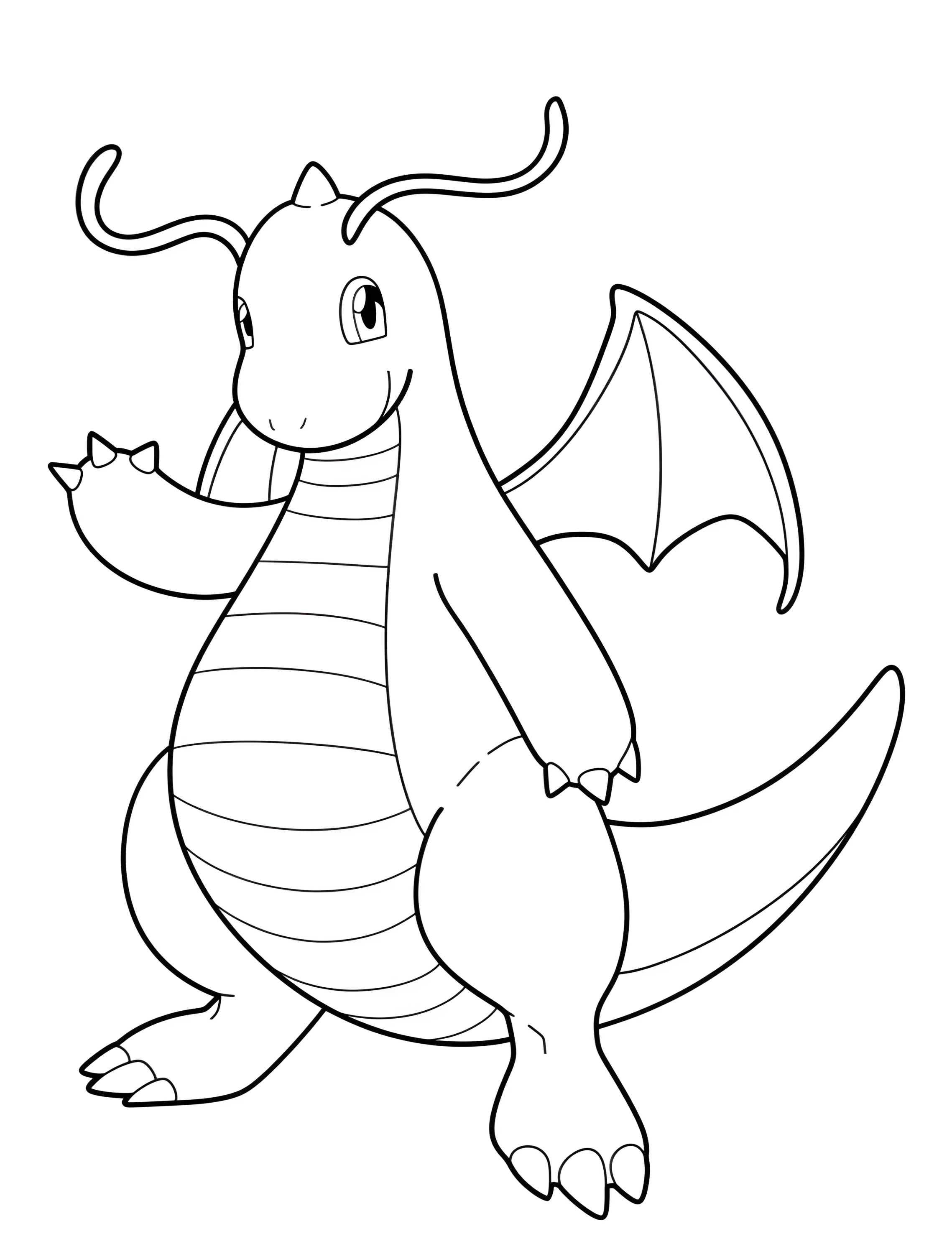 Забавный дракон для детей №6320. Раскраски из игр. Драгонайт (Dragonite).
