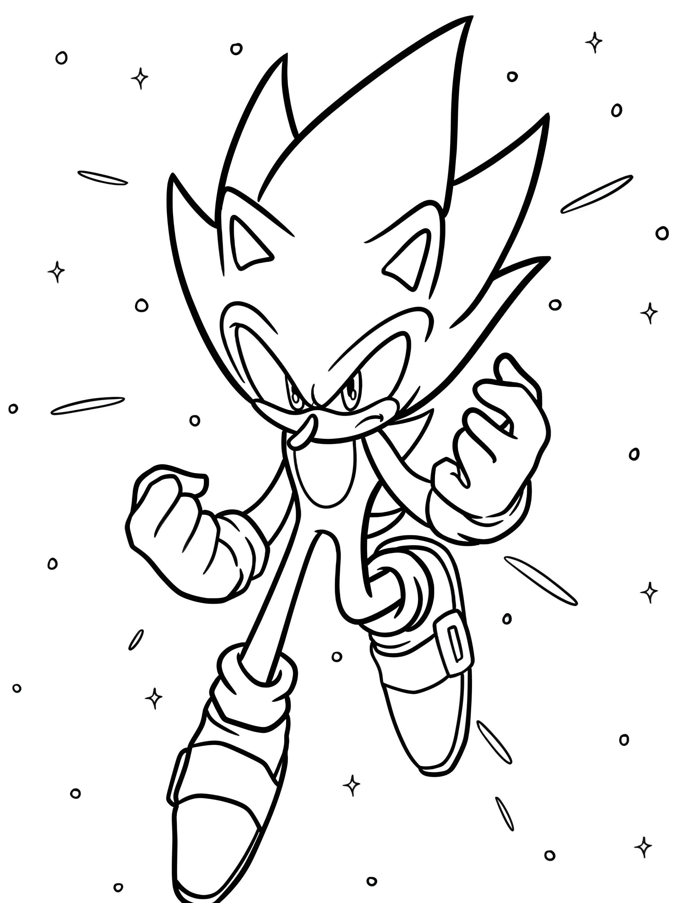 Соник для детей весёлая раскраска №6661. Раскраски из игр. Гипер Соник (Hyper Sonic).