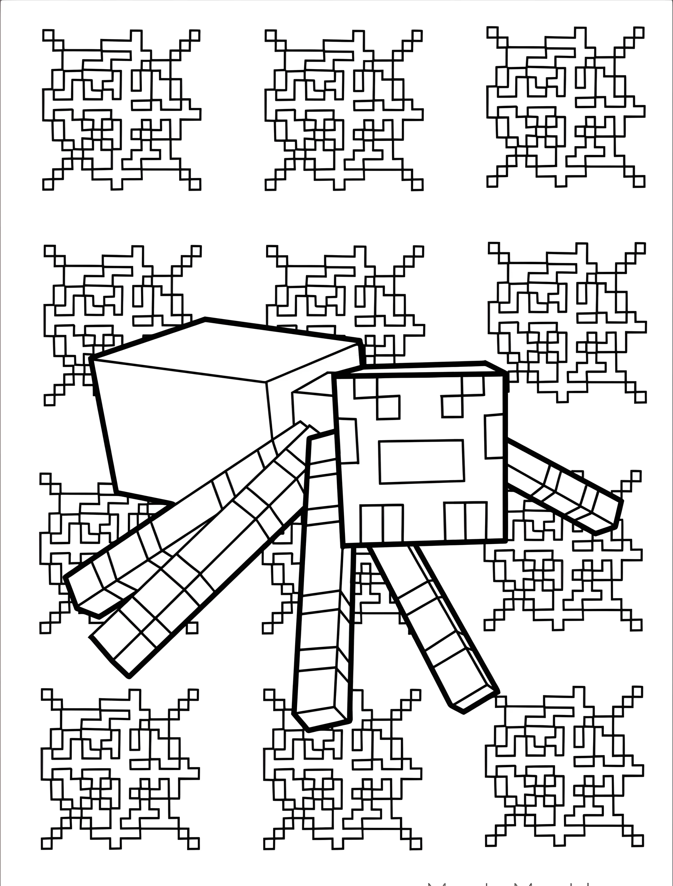Милый паук Майнкрафт для детей №7113. Раскраски из игр. Майнкрафт (Minecraft).