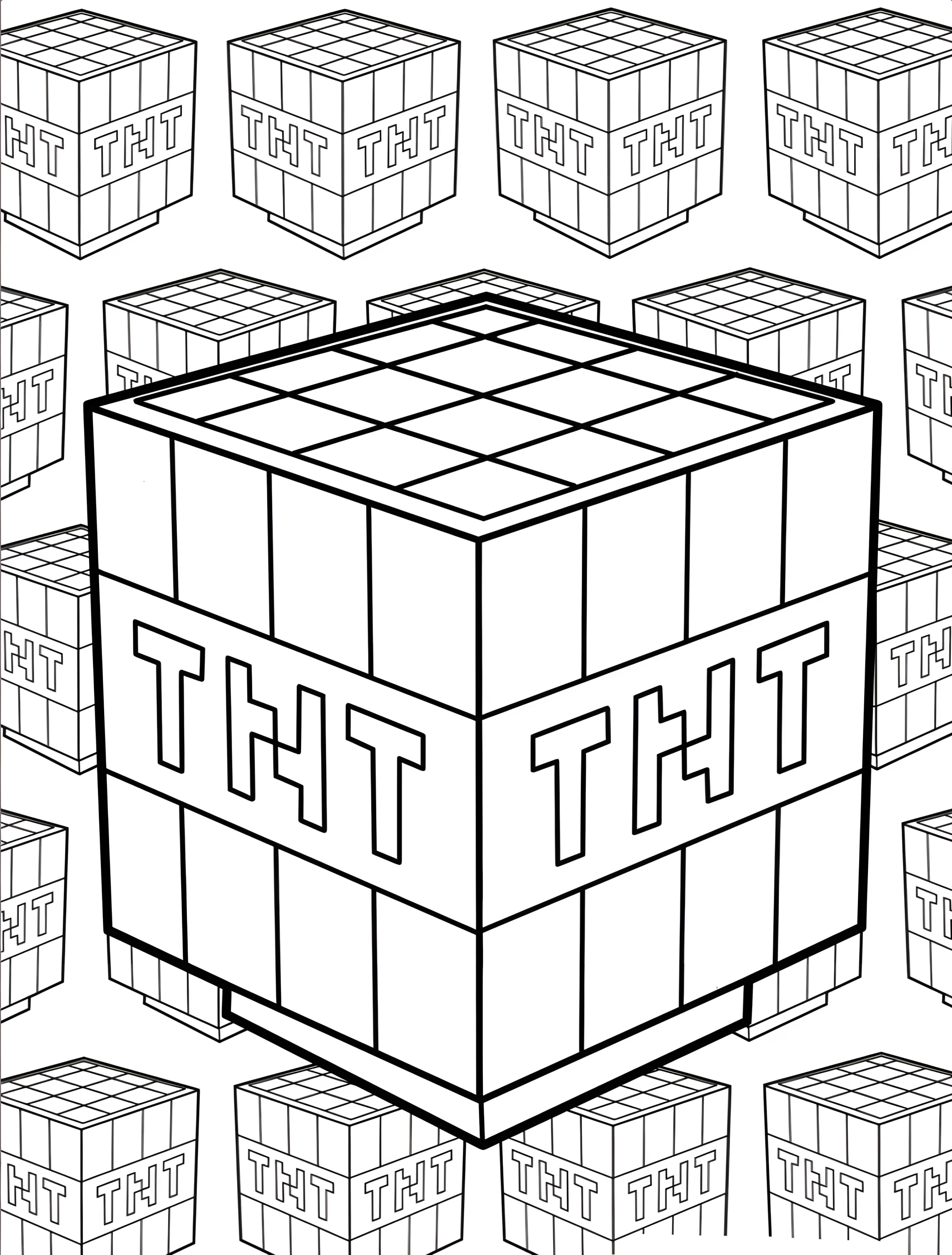 Тект из блоков TNT для детей №7114. Раскраски из игр. Майнкрафт (Minecraft).