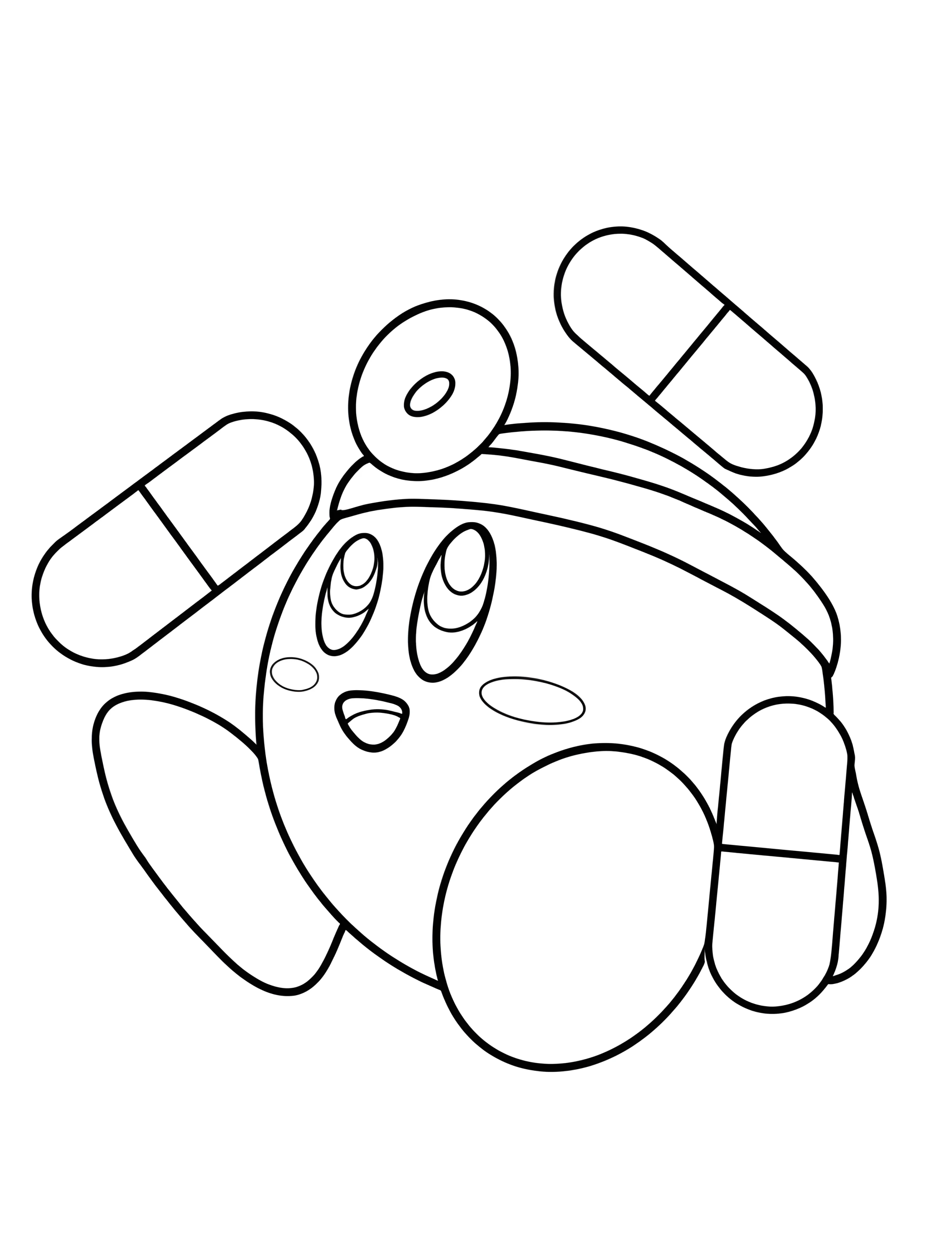 Милый доктор Керби для детей №6748. Раскраски из игр. Кирби (Kirby).