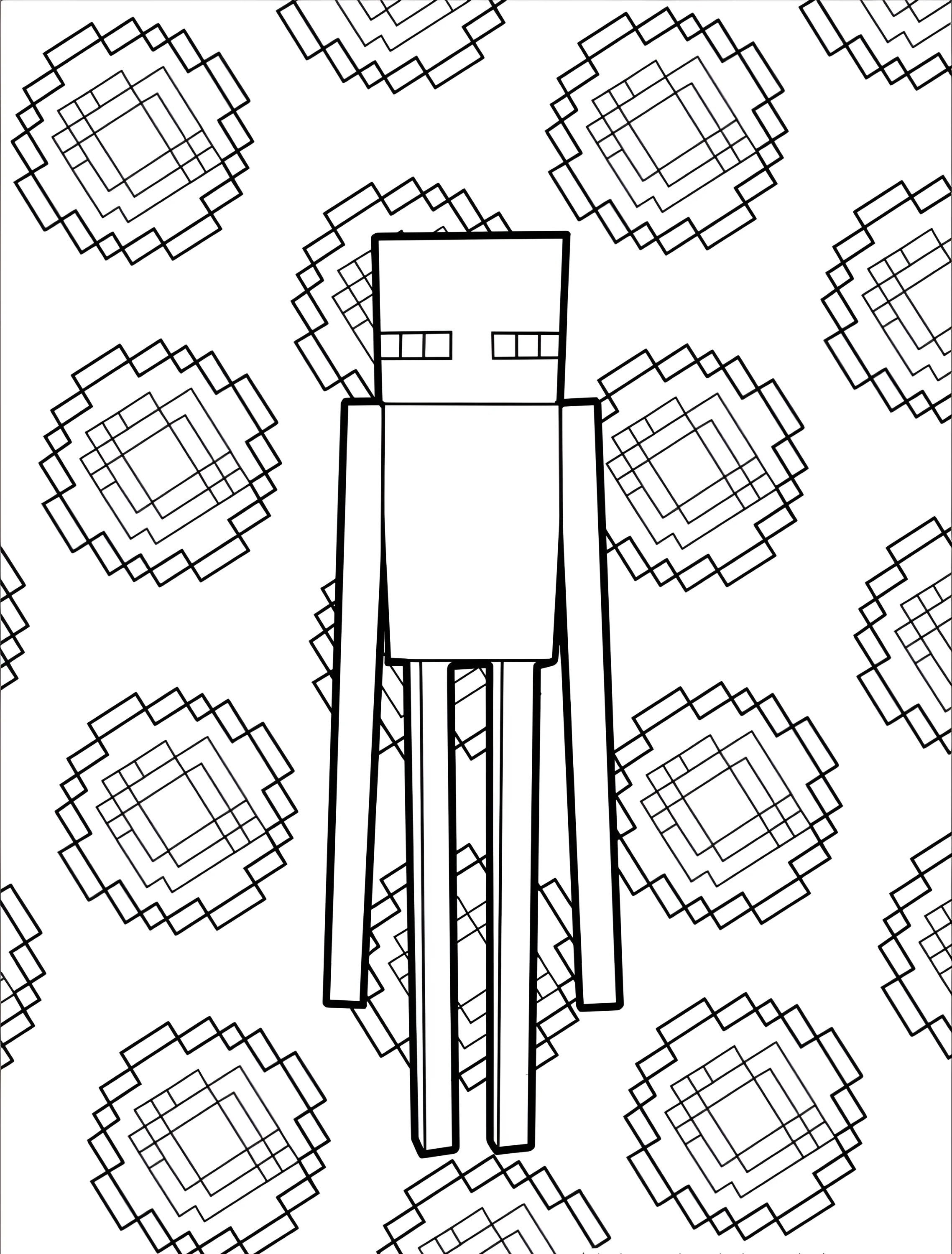 Эндермен из Майнкрафт для детей №7116. Раскраски из игр. Майнкрафт (Minecraft).