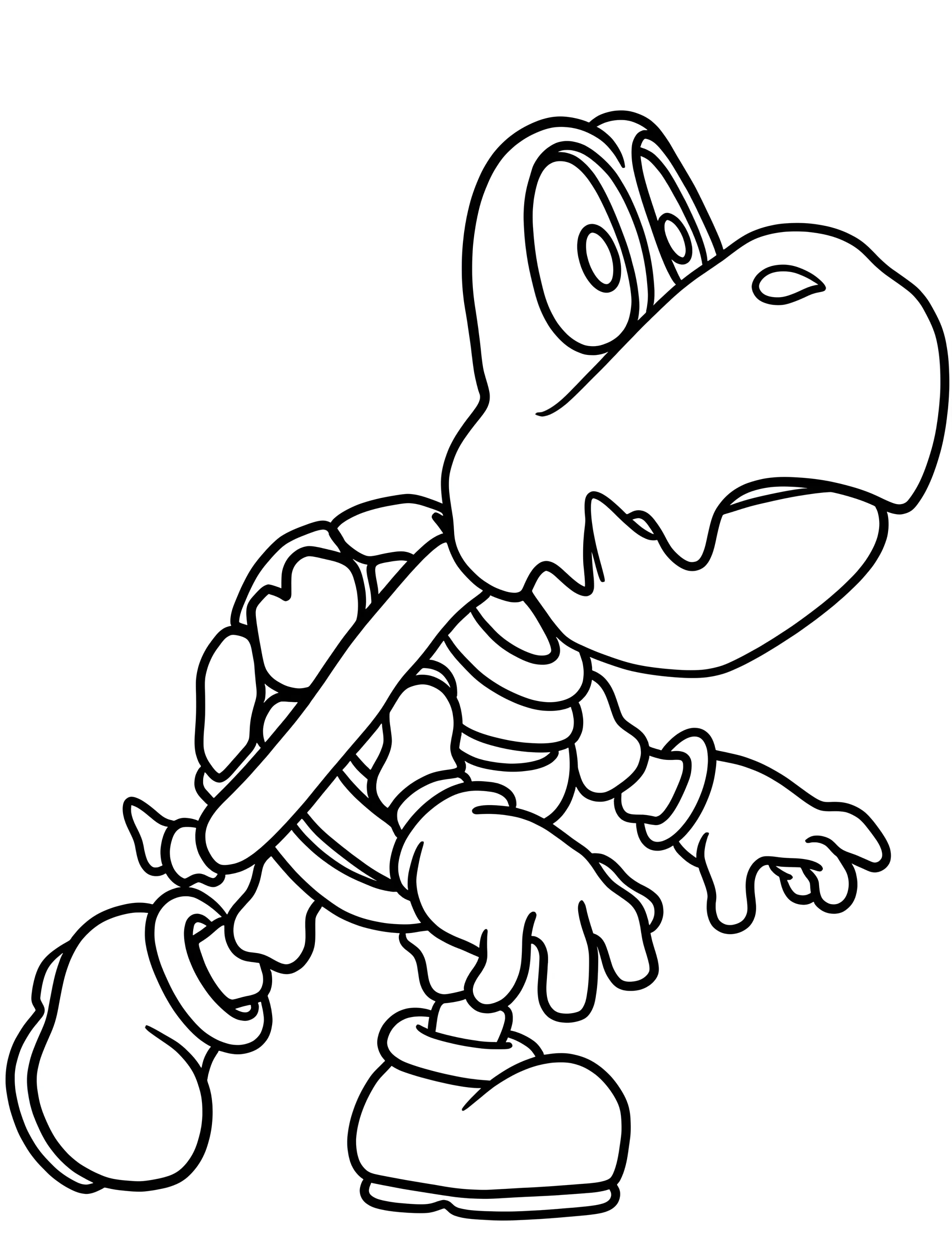 Забавный скелет Купа для детей №6790. Раскраски из игр. Купа Трупа (Koopa Troopa).