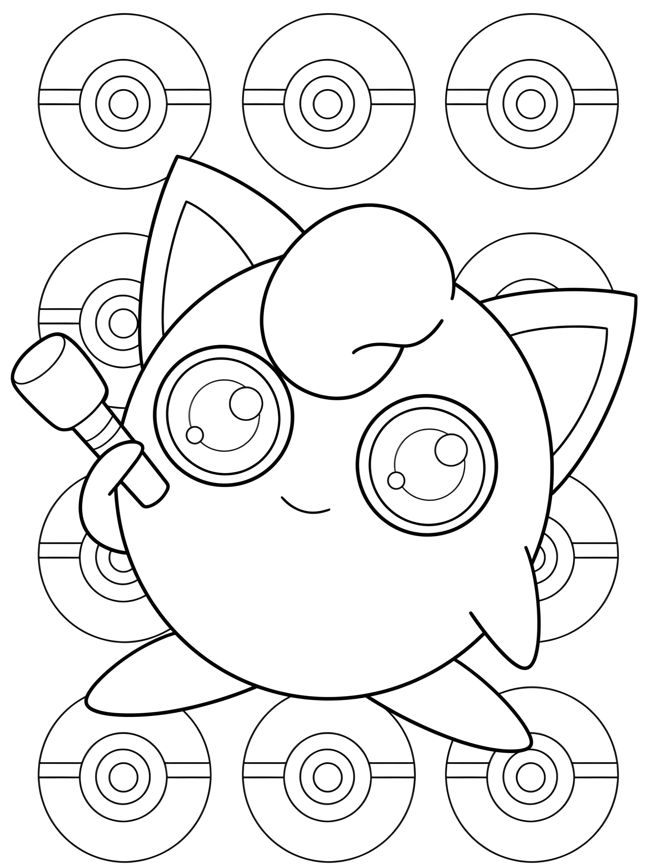 Милый Jigglypuff с микрофоном для детей №6682. Раскраски из игр. Джигглипафф (Jigglypuff).