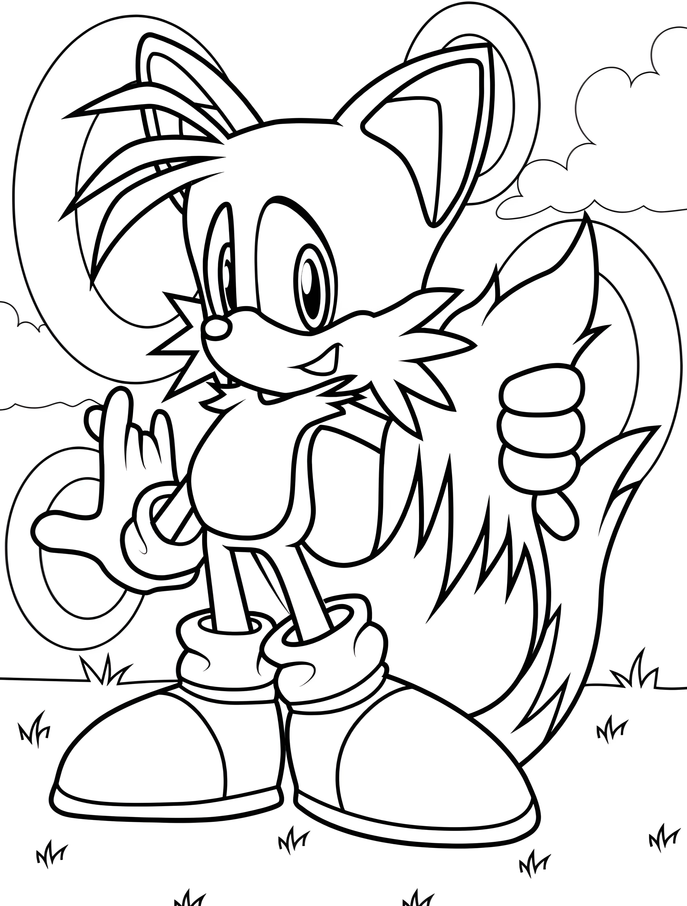 Весёлый Tails из мультфильма для детей №8037. Раскраски из игр. Тейлз (Tails).