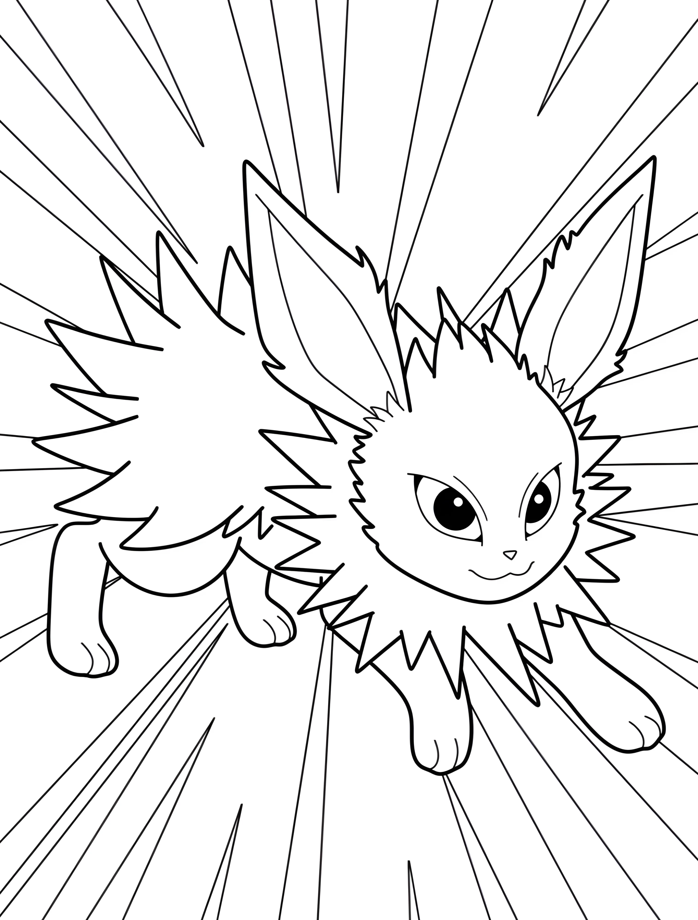 Веселый Jolteon в боевой стойке №6704. Раскраски из игр. Джолтеон (Jolteon).