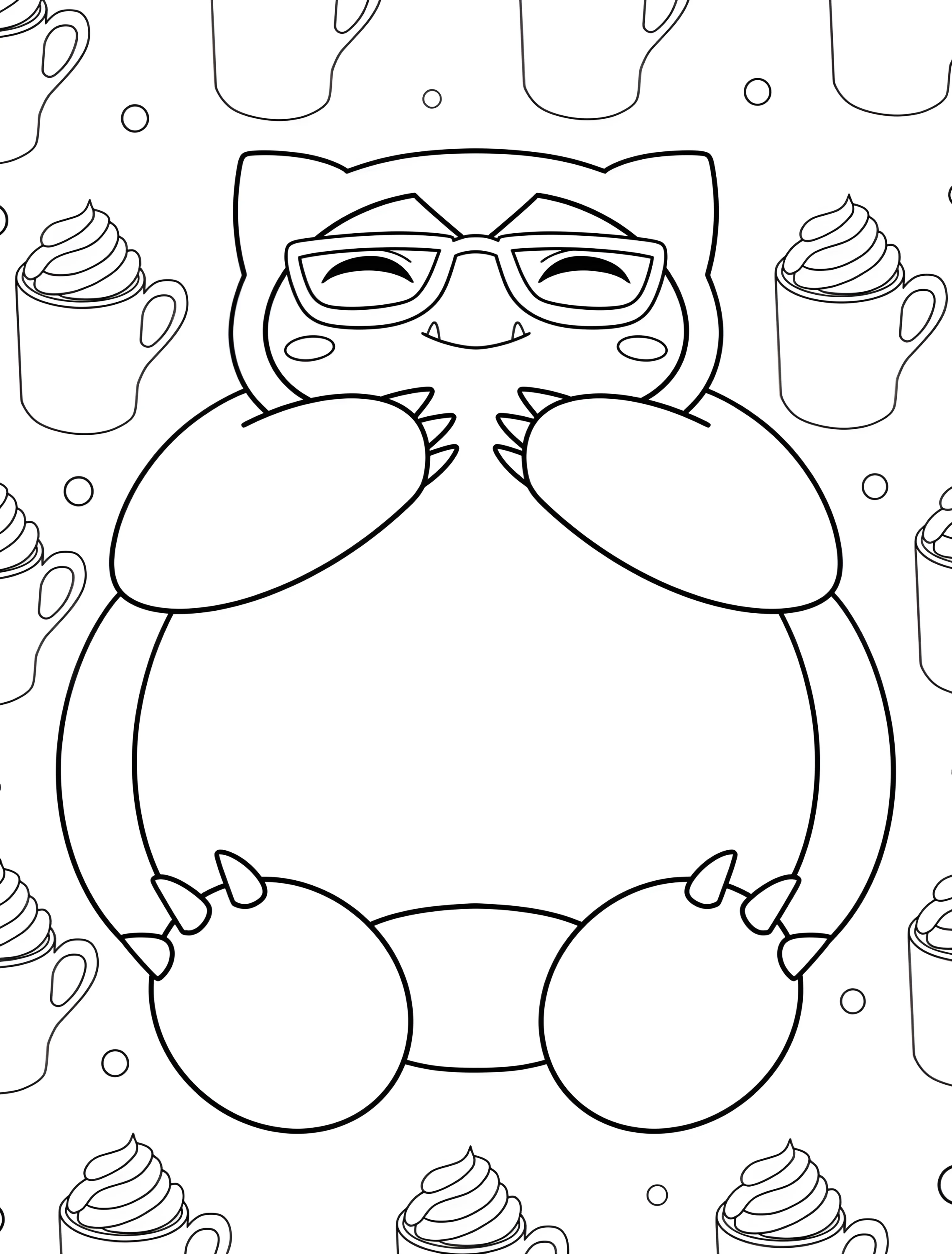 Снорлакс в очках для детей №7726. Раскраски из игр. Снорлакс (Snorlax).