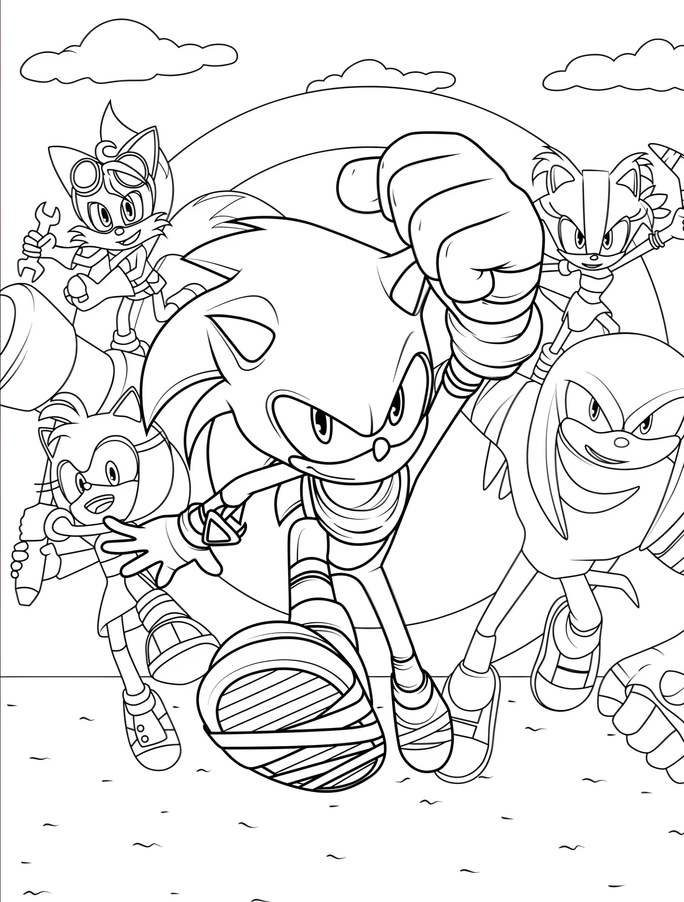 Соник и его друзья для детей №7779. Раскраски из игр. Соник (Sonic).
