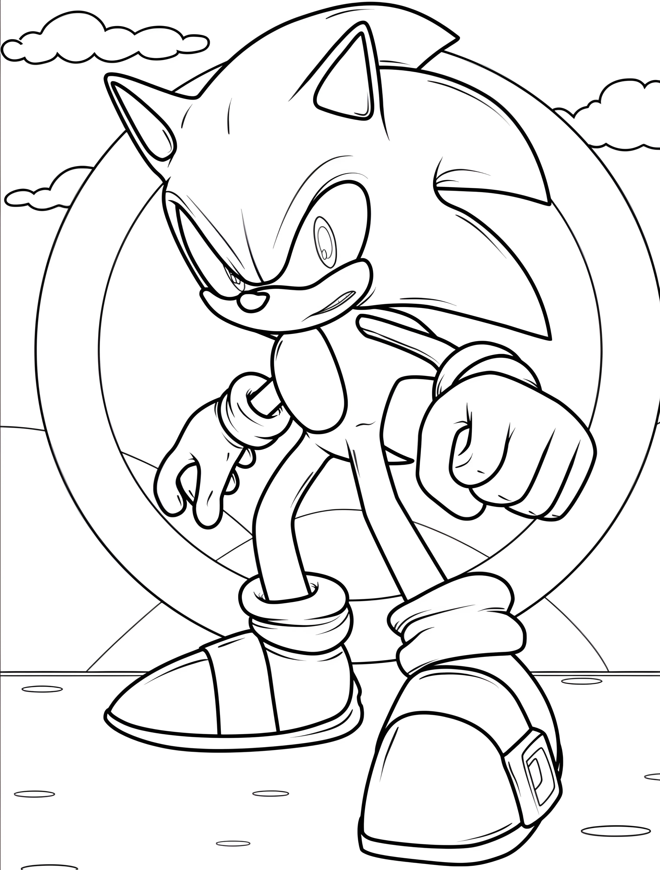 Соник для детей милый еж-супергерой №7784. Раскраски из игр. Соник (Sonic).