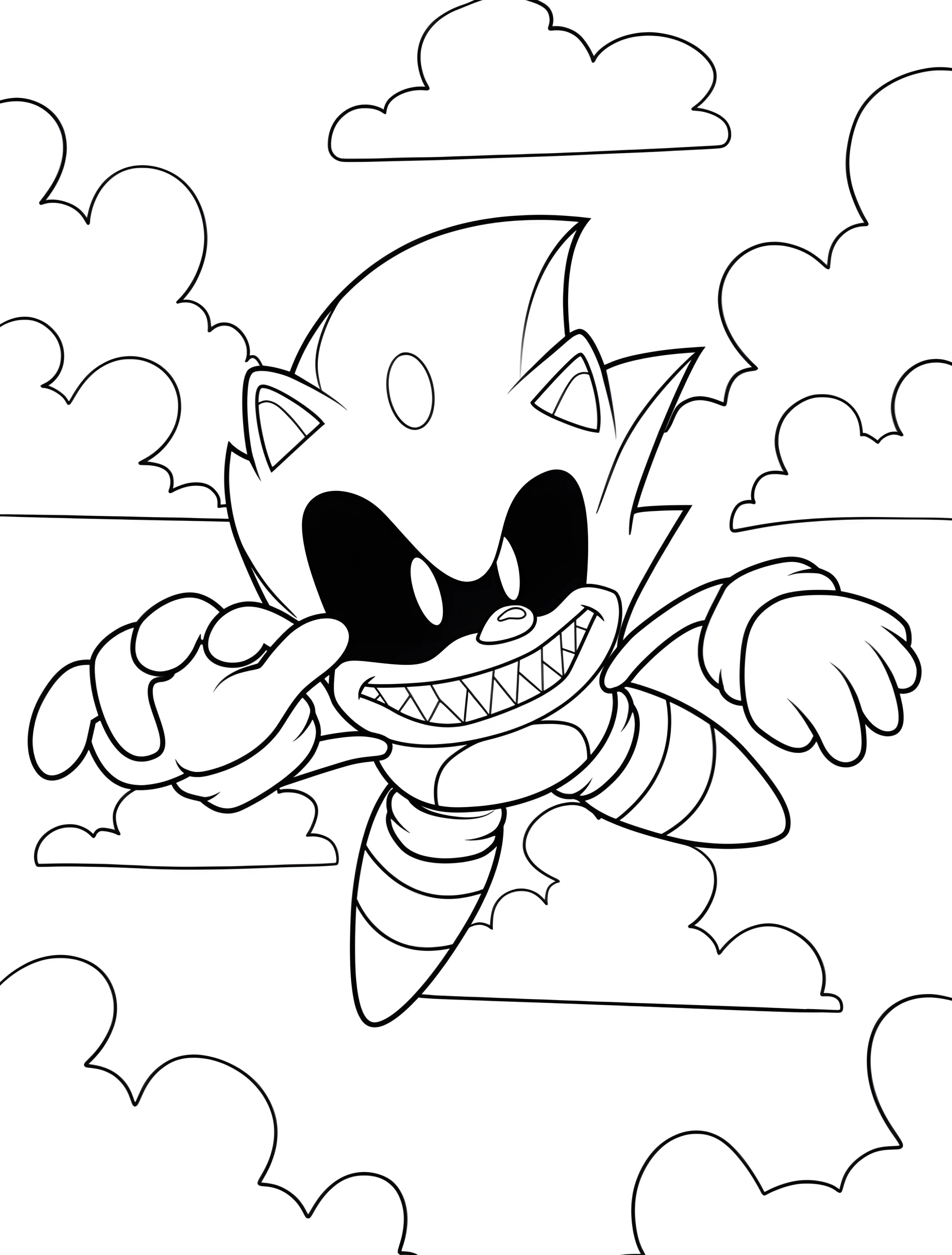 Соник Экс в полёте для детей №7811. Раскраски из игр. Соник Икс (Sonic EXE).