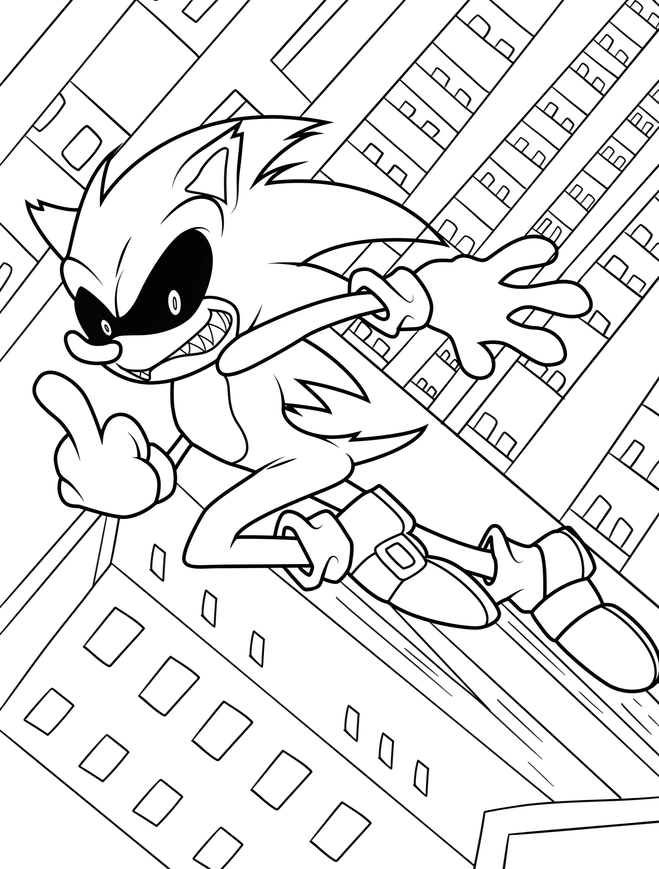 Соник Экс показывает жест для детей №7812. Раскраски из игр. Соник Икс (Sonic EXE).