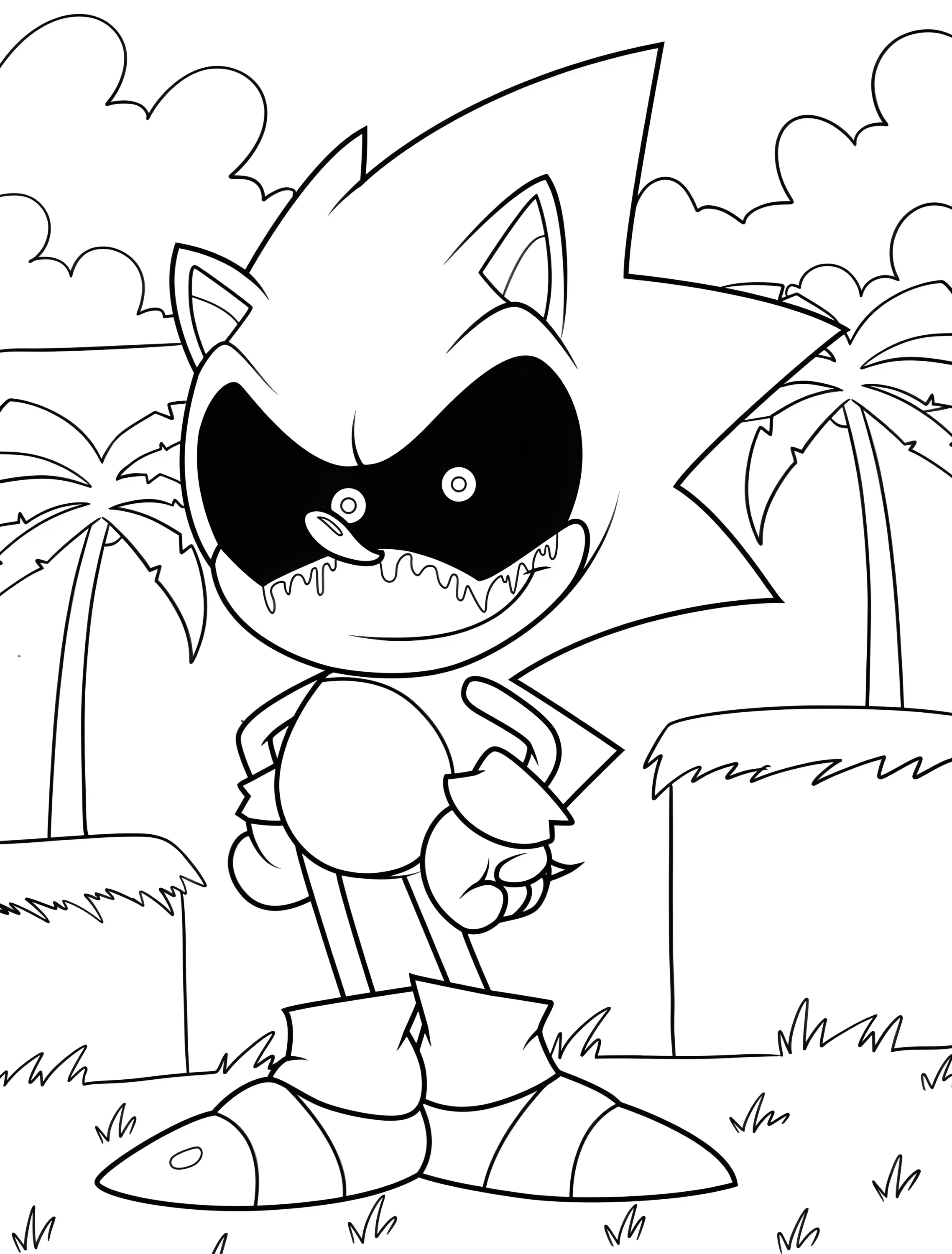 Соник Экc с жуткой улыбкой для детей №7815. Раскраски из игр. Соник Икс (Sonic EXE).