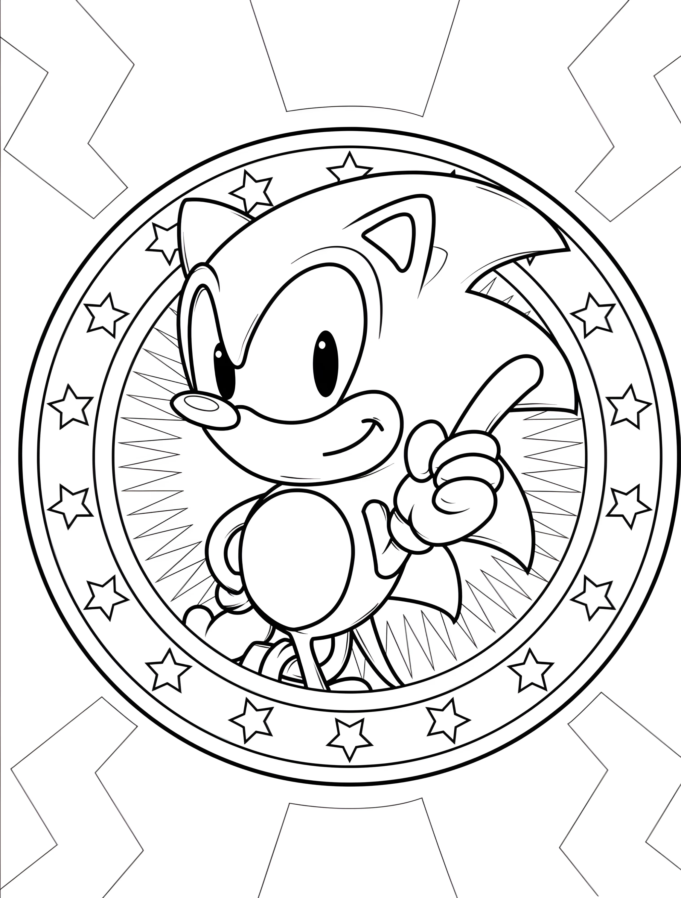 Соник показывает на звезды для детей №7790. Раскраски из игр. Соник (Sonic).
