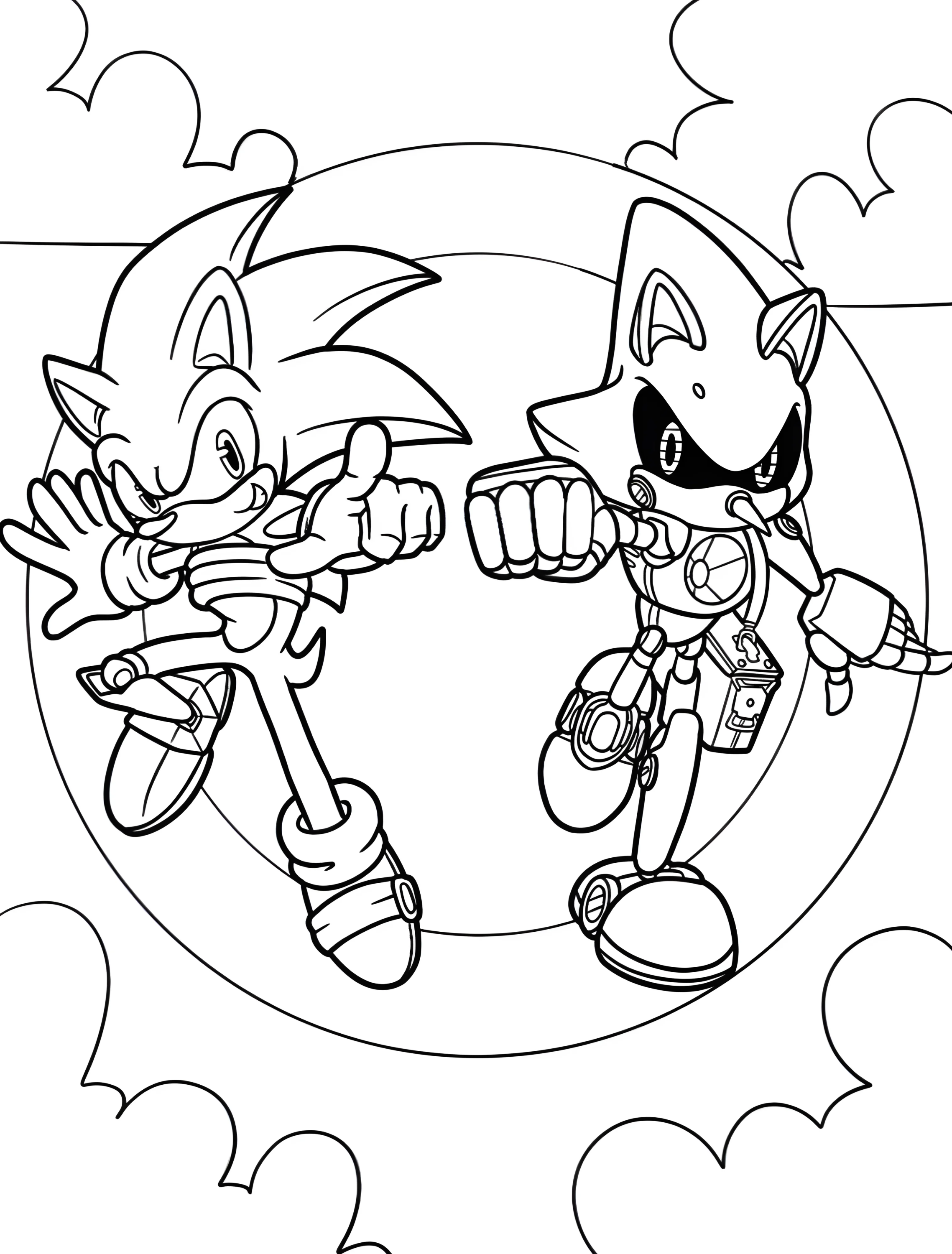Соник и Метал Соник для детей №7012. Раскраски из игр. Метал Соник (Metal Sonic).
