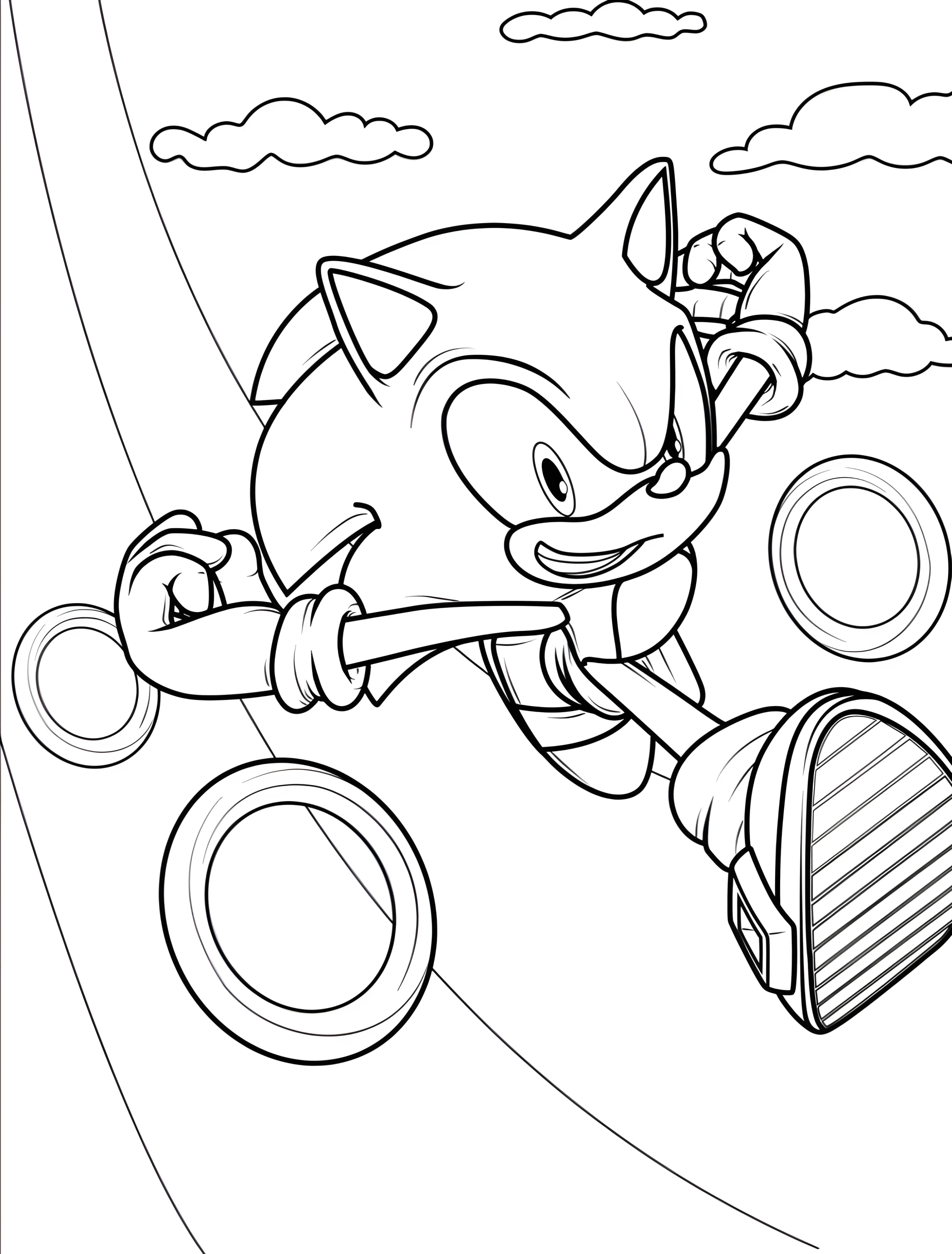 Соник бежит сквозь кольца для детей №7791. Раскраски из игр. Соник (Sonic).