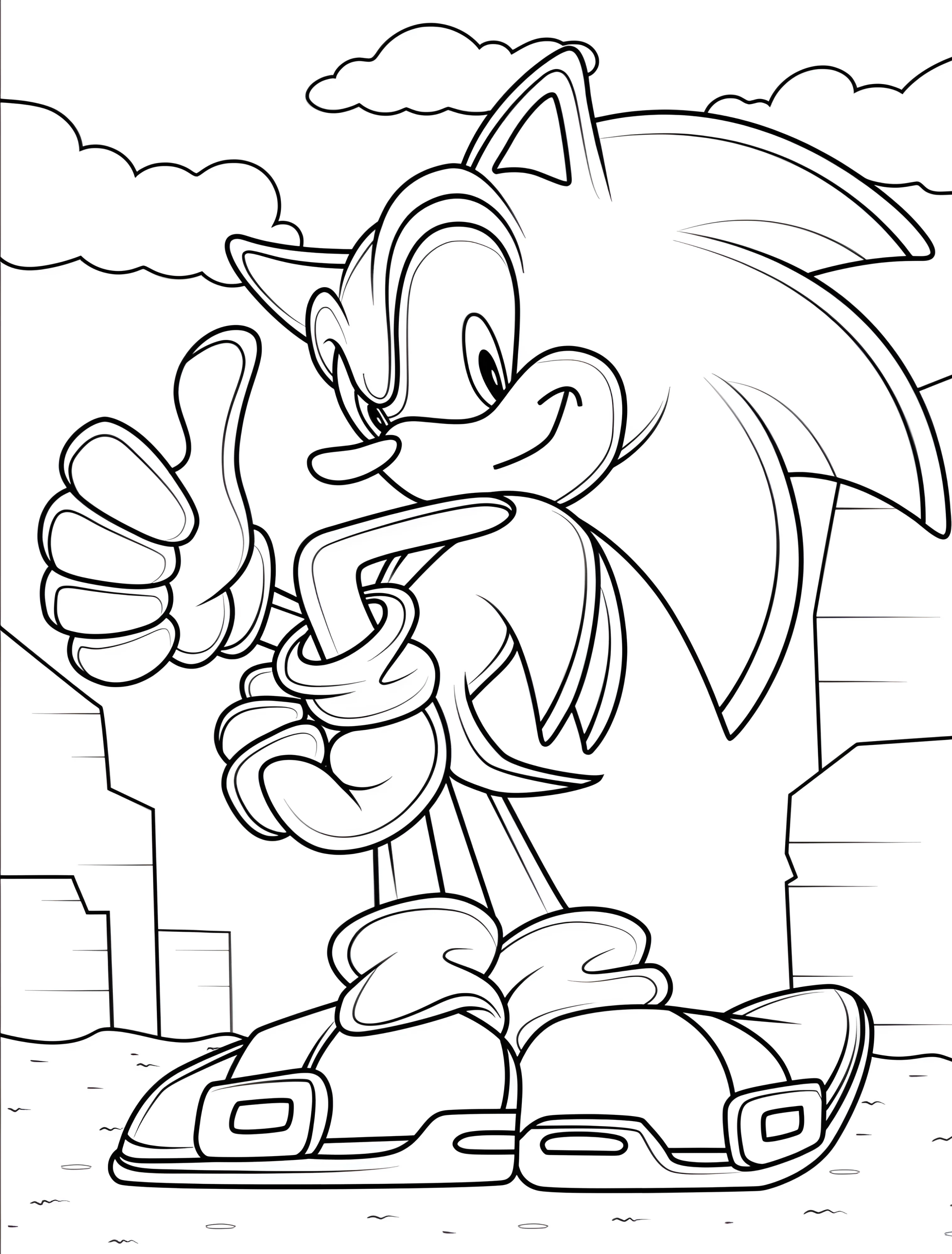 Соник с большими ботинками для детей №7794. Раскраски из игр. Соник (Sonic).