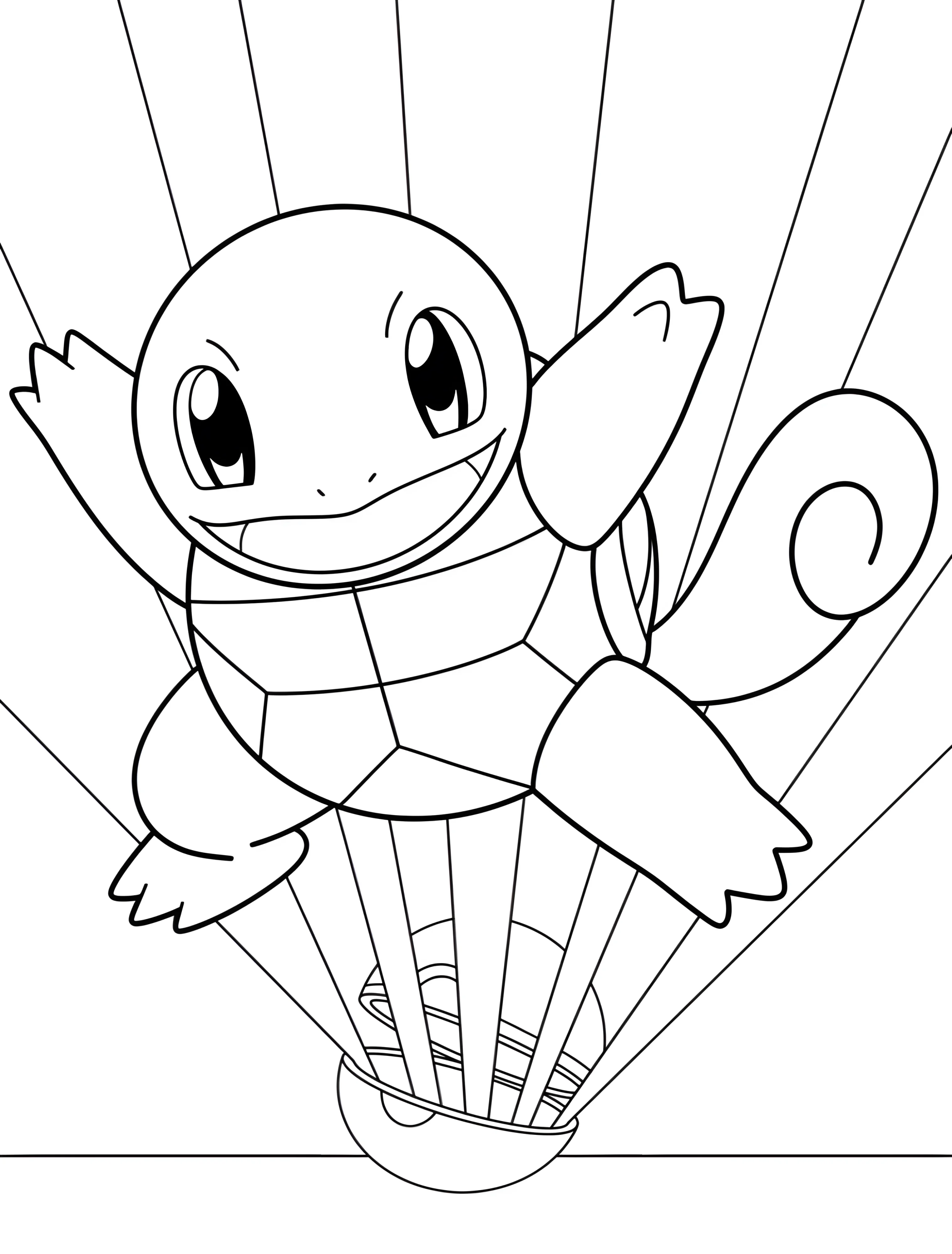 Покемон Сквиртл вылетает из покебола №7871. Раскраски из игр. Сквиртл (Squirtle).