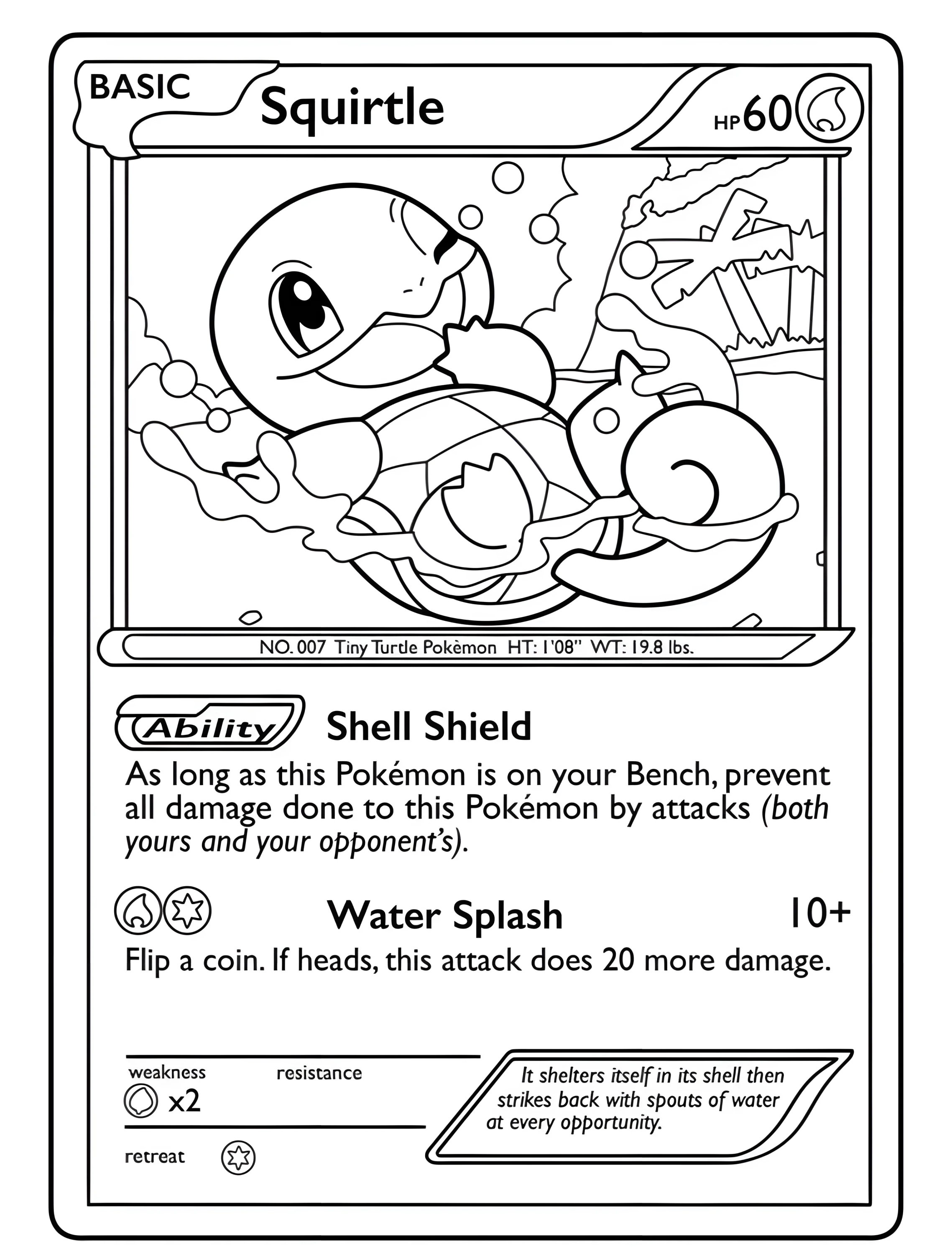 Милый Squirtle покемон для детей №7879. Раскраски из игр. Сквиртл (Squirtle).