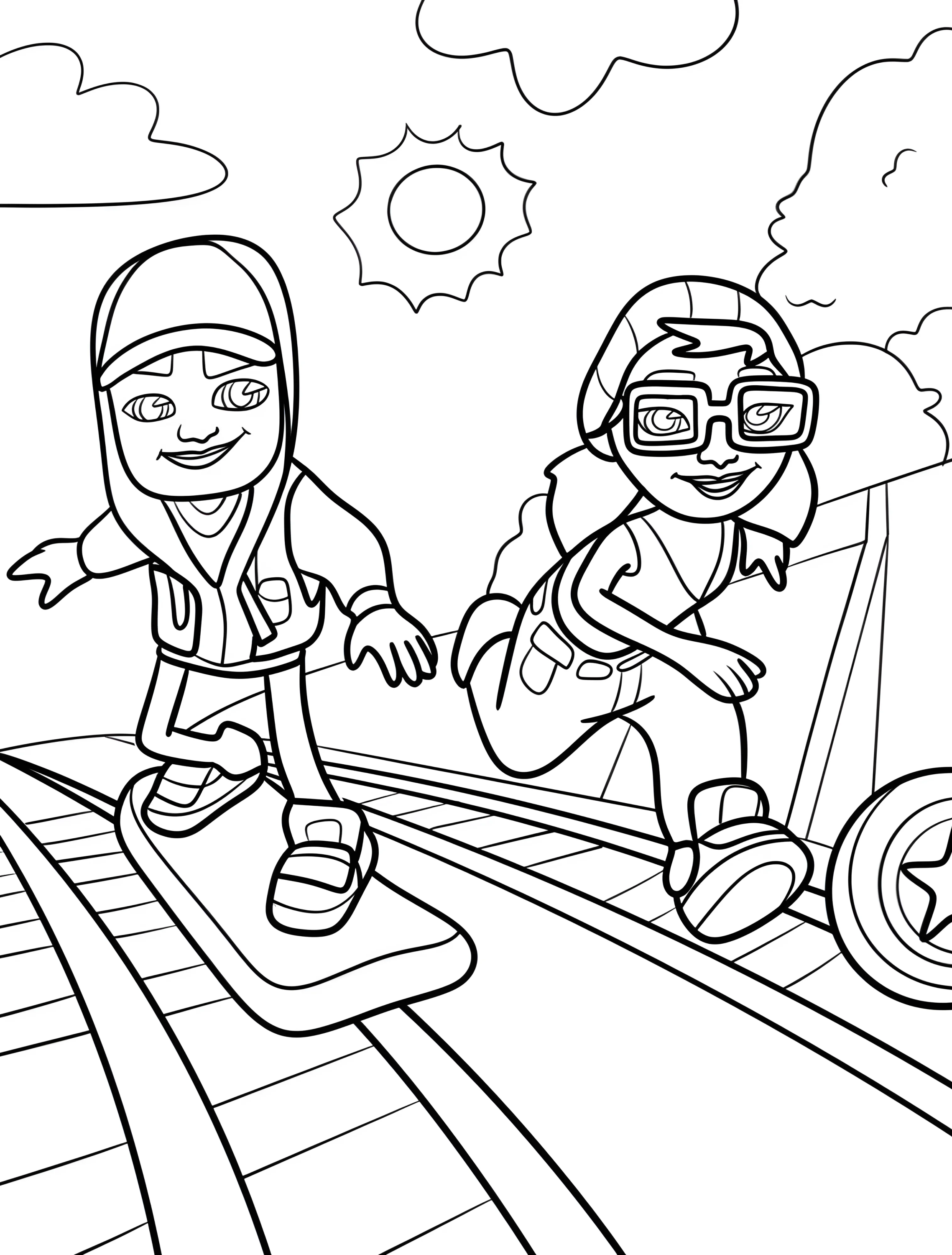 Джейк и Трикки из Subway Surfers для детей №7967. Раскраски из игр. Сабвей Серферы (Subway Surfers).