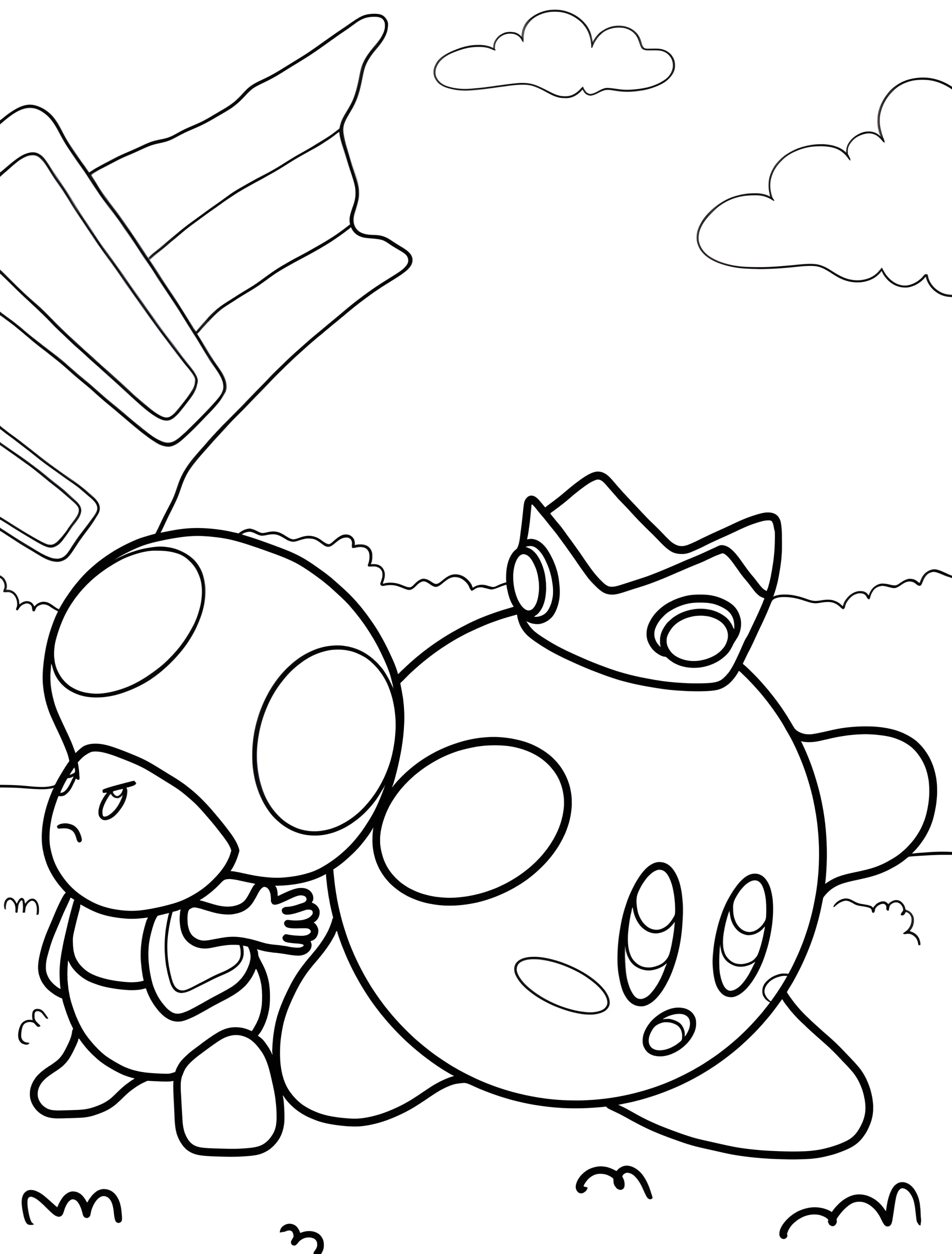 Марио, Кирби и Тоад для детей №6750. Раскраски из игр. Кирби (Kirby).