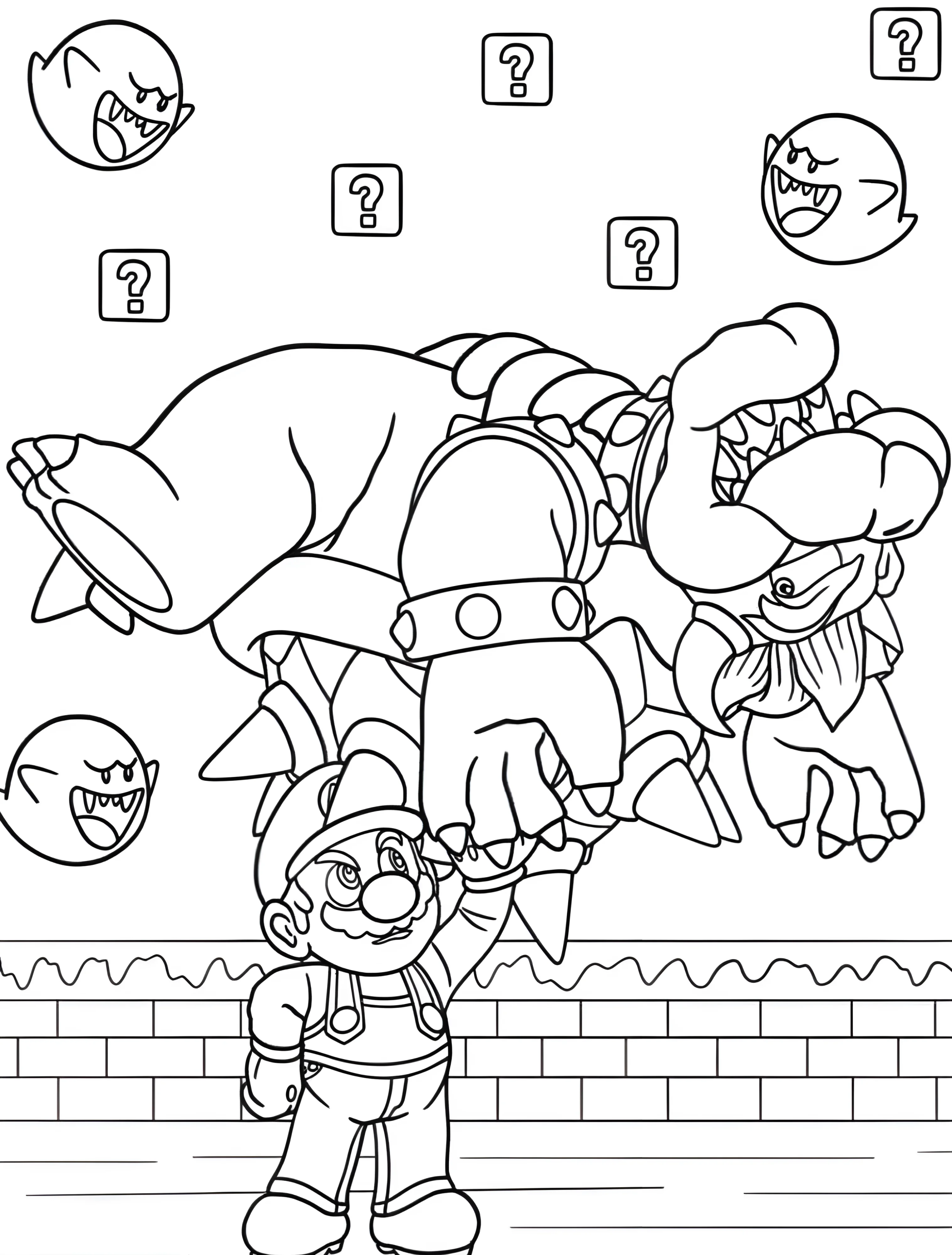 Марио и Боузер для детей №6131. Раскраски из игр. Боузер (Bowser).