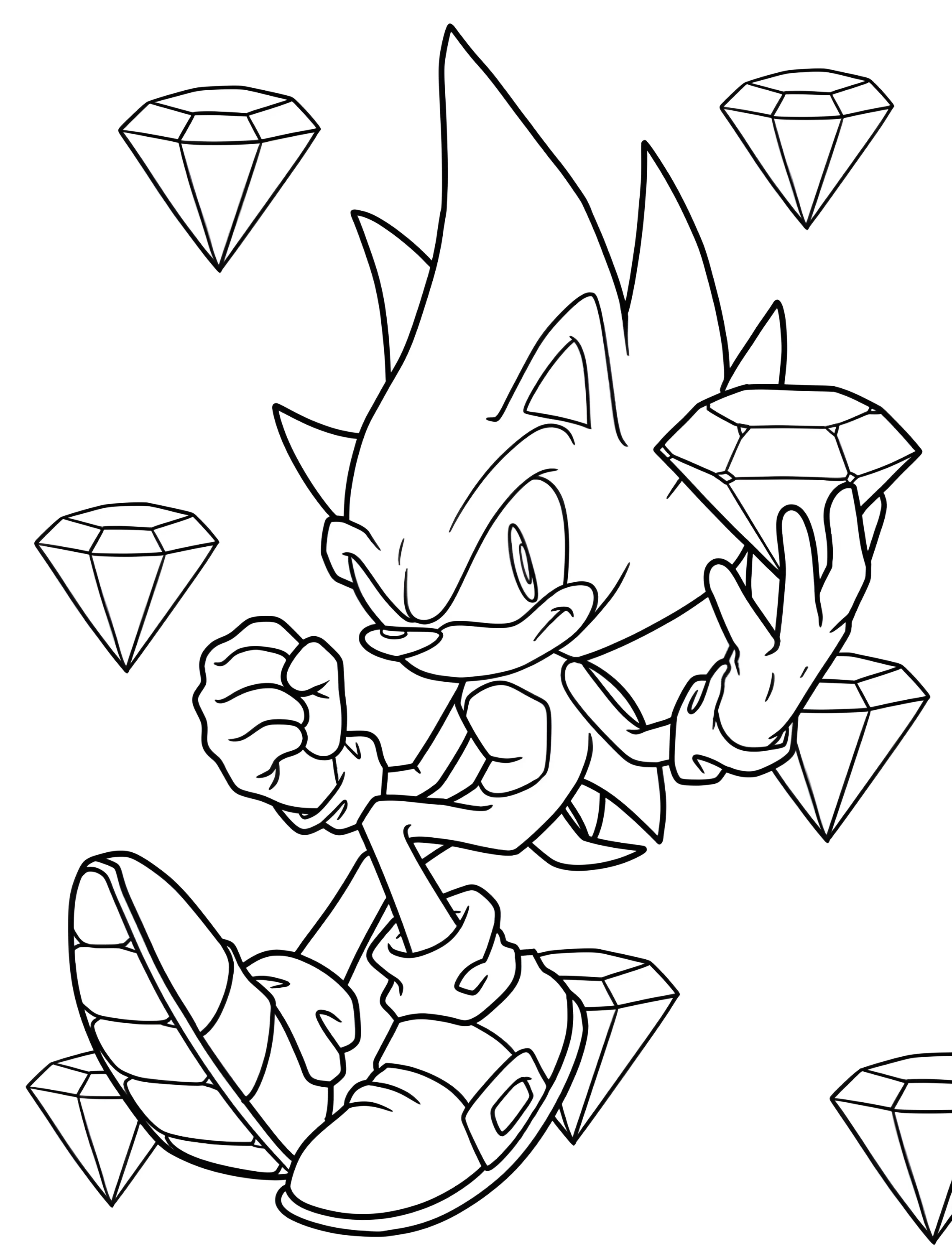 Соник с изумрудом Хаоса для детей №7995. Раскраски из игр. Супер Соник (Super Sonic).