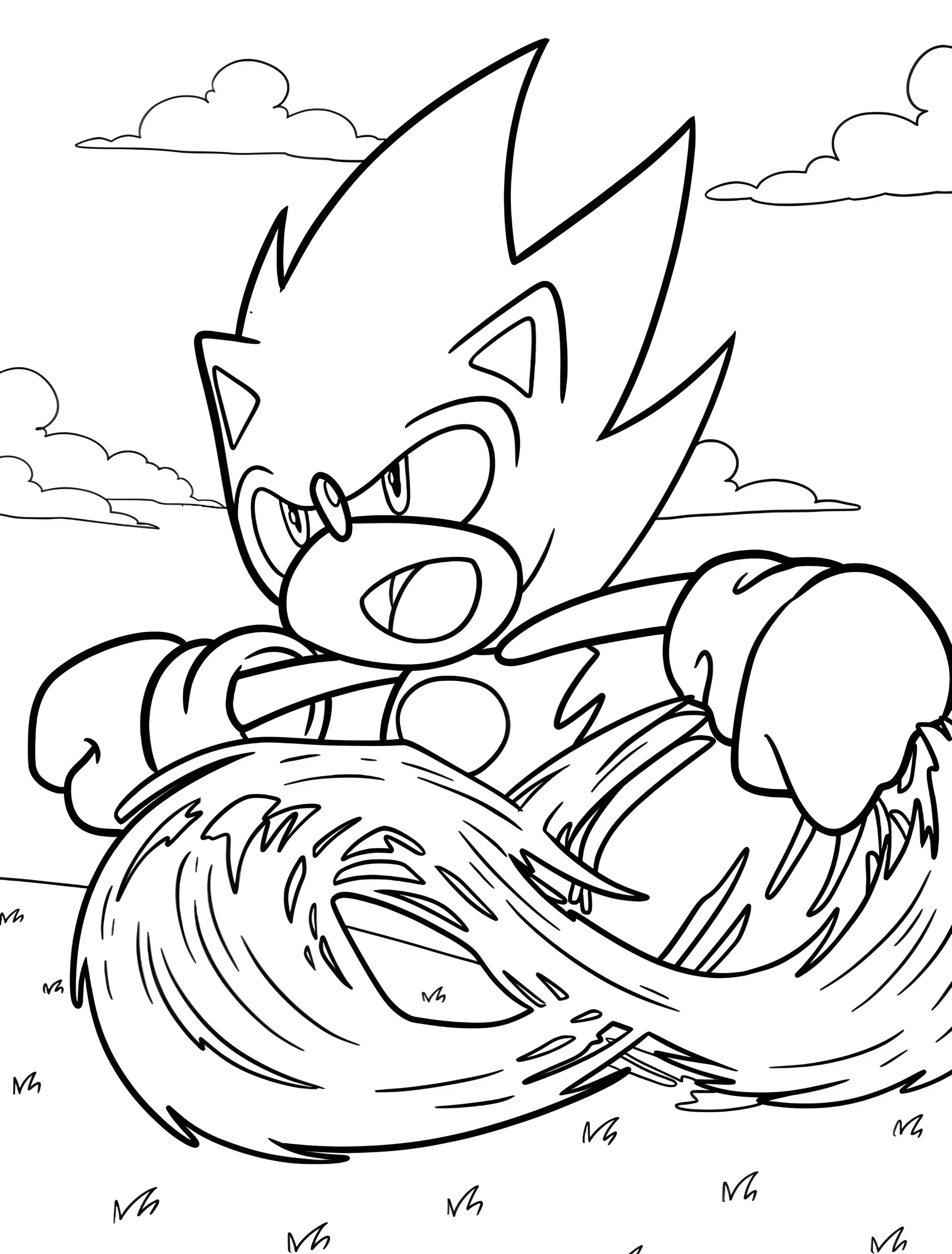 Соник бежит быстро для детей №6662. Раскраски из игр. Гипер Соник (Hyper Sonic).