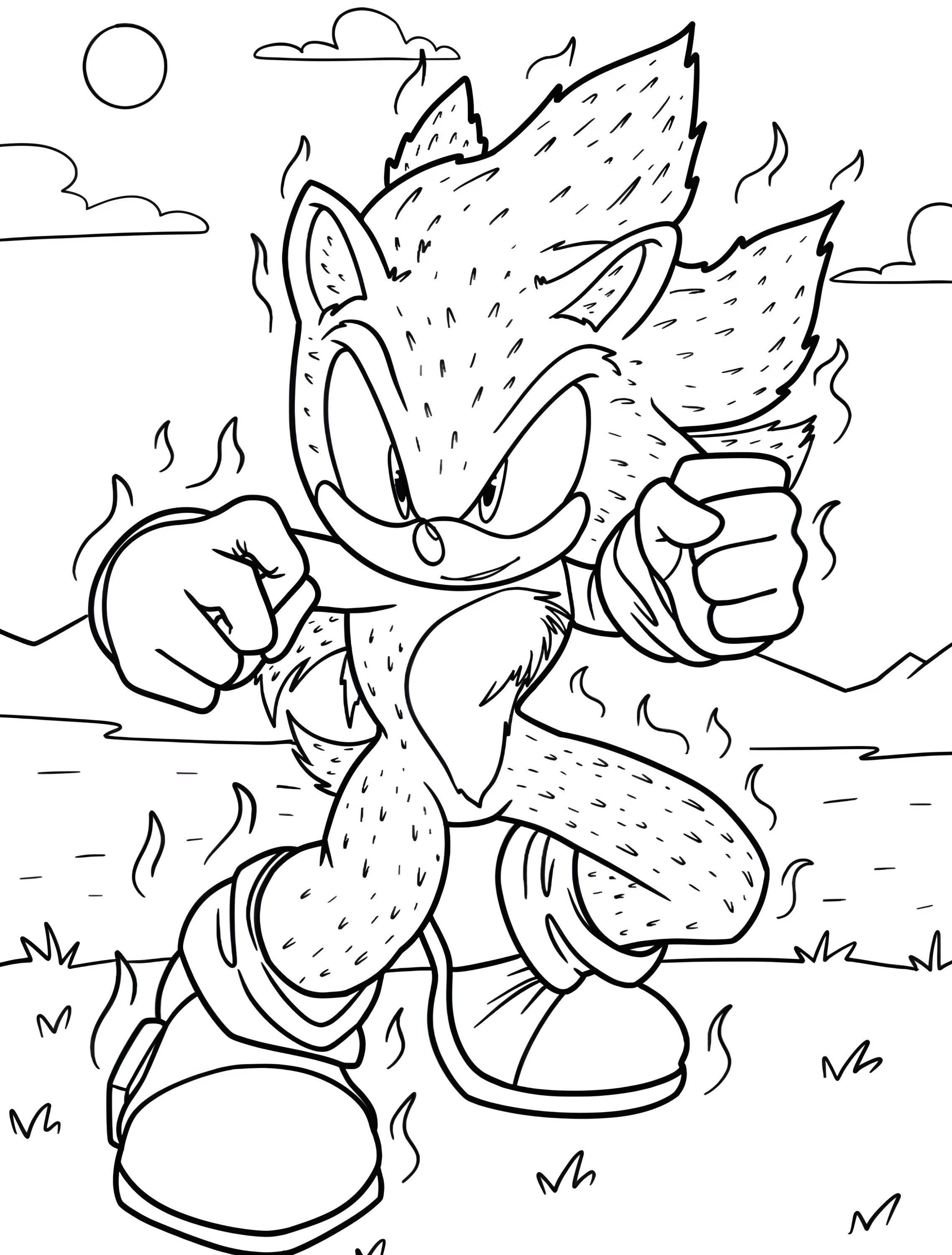 Супер Соник для детей с текстурой №8007. Раскраски из игр. Супер Соник (Super Sonic).
