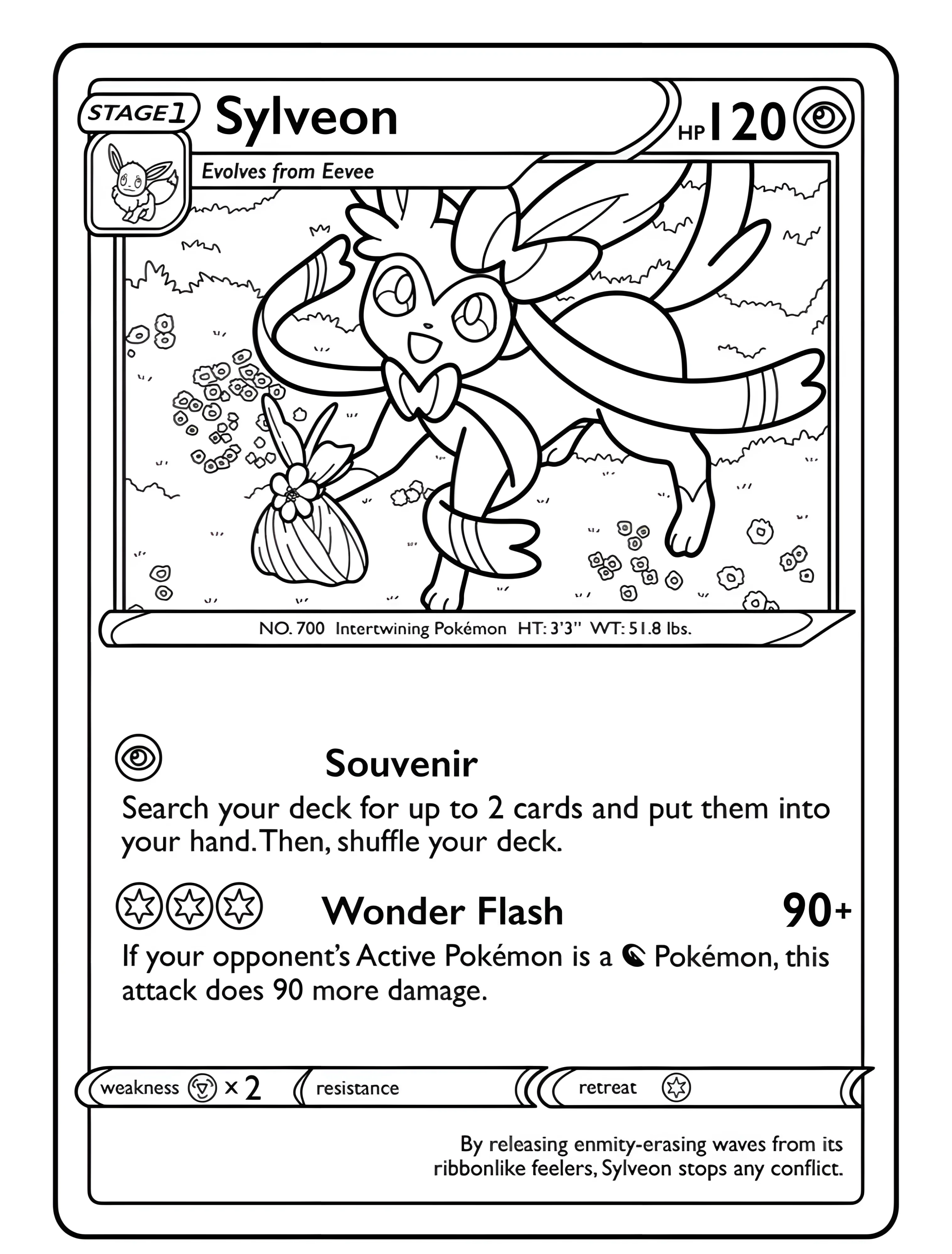 Силвион — покемон для фанатов №8027. Раскраски из игр. Сильвеон (Sylveon).