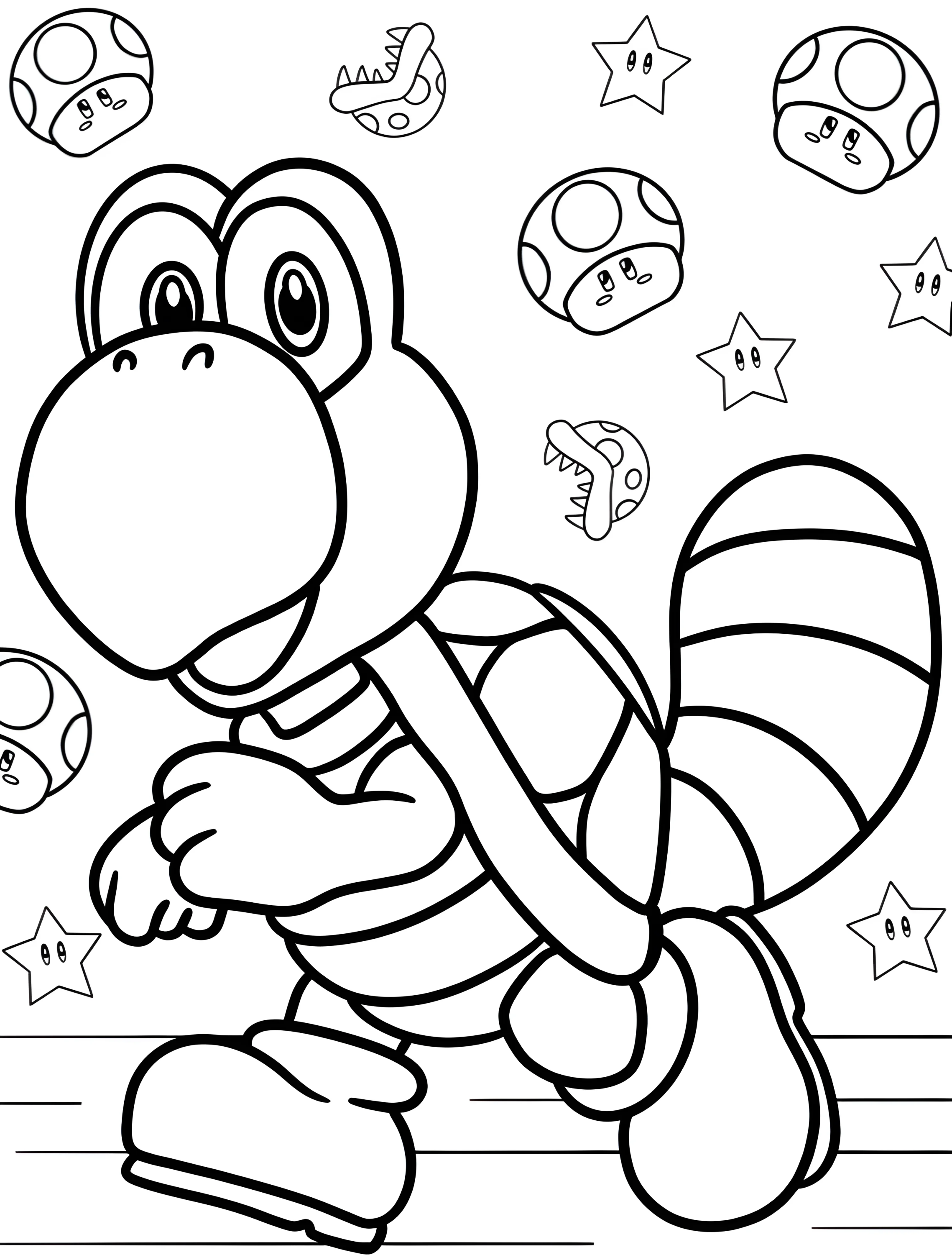 Веселый купа по имени Тейл для детей №6791. Раскраски из игр. Купа Трупа (Koopa Troopa).