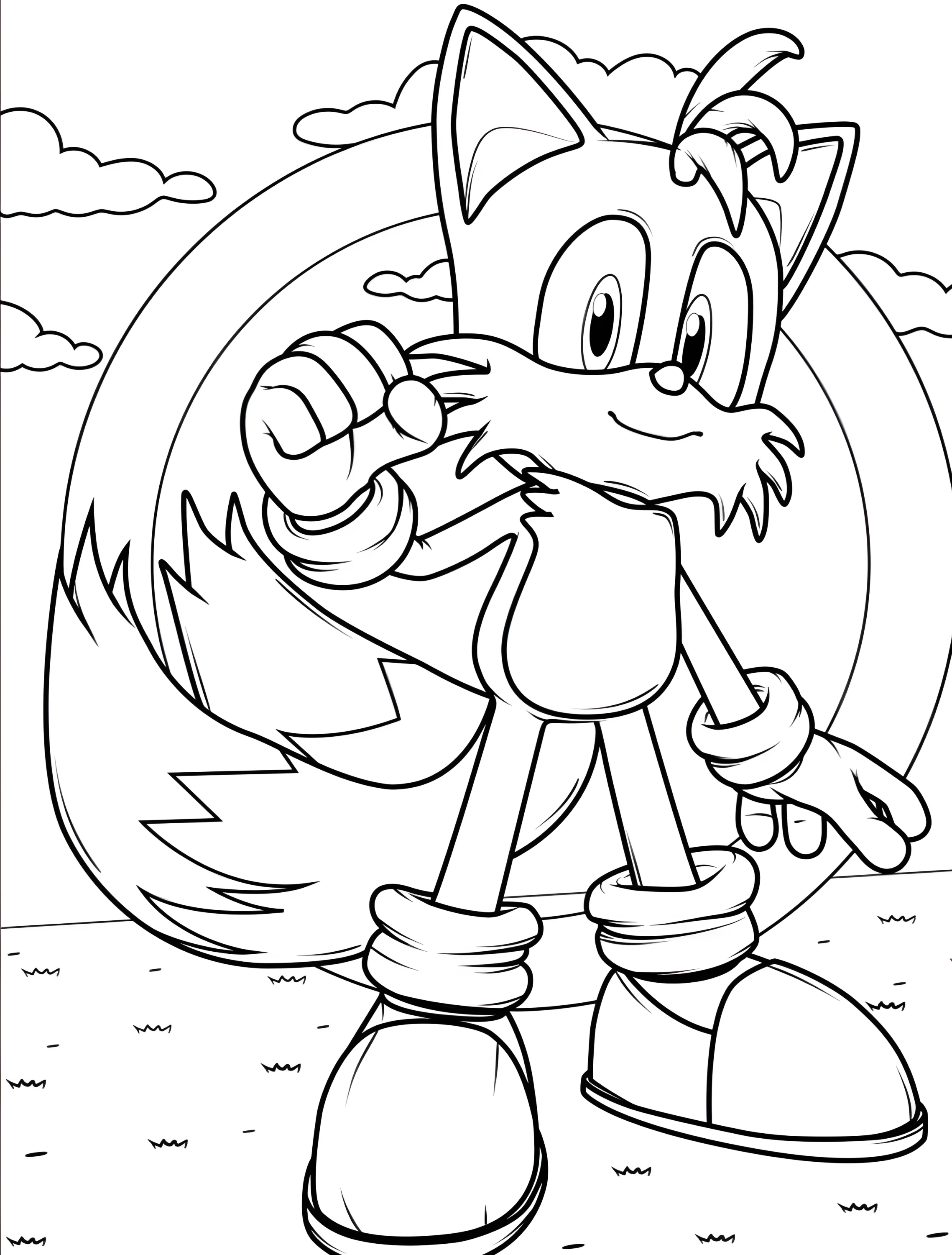 Забавный ежик Тейлз для детей №7797. Раскраски из игр. Соник (Sonic).