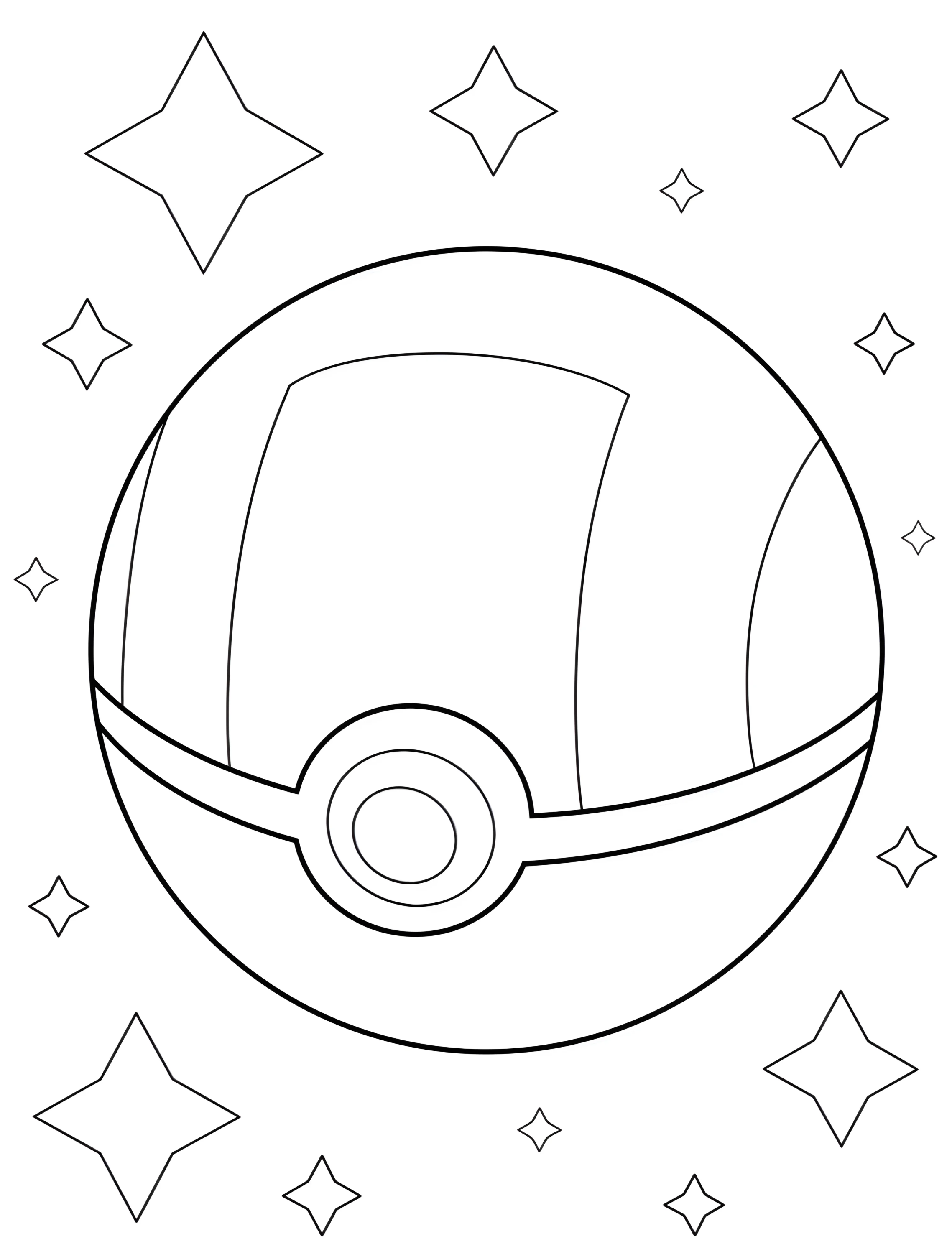 Покебол для детей для раскрашивания №7290. Раскраски из игр. Покебол (Pokeball).