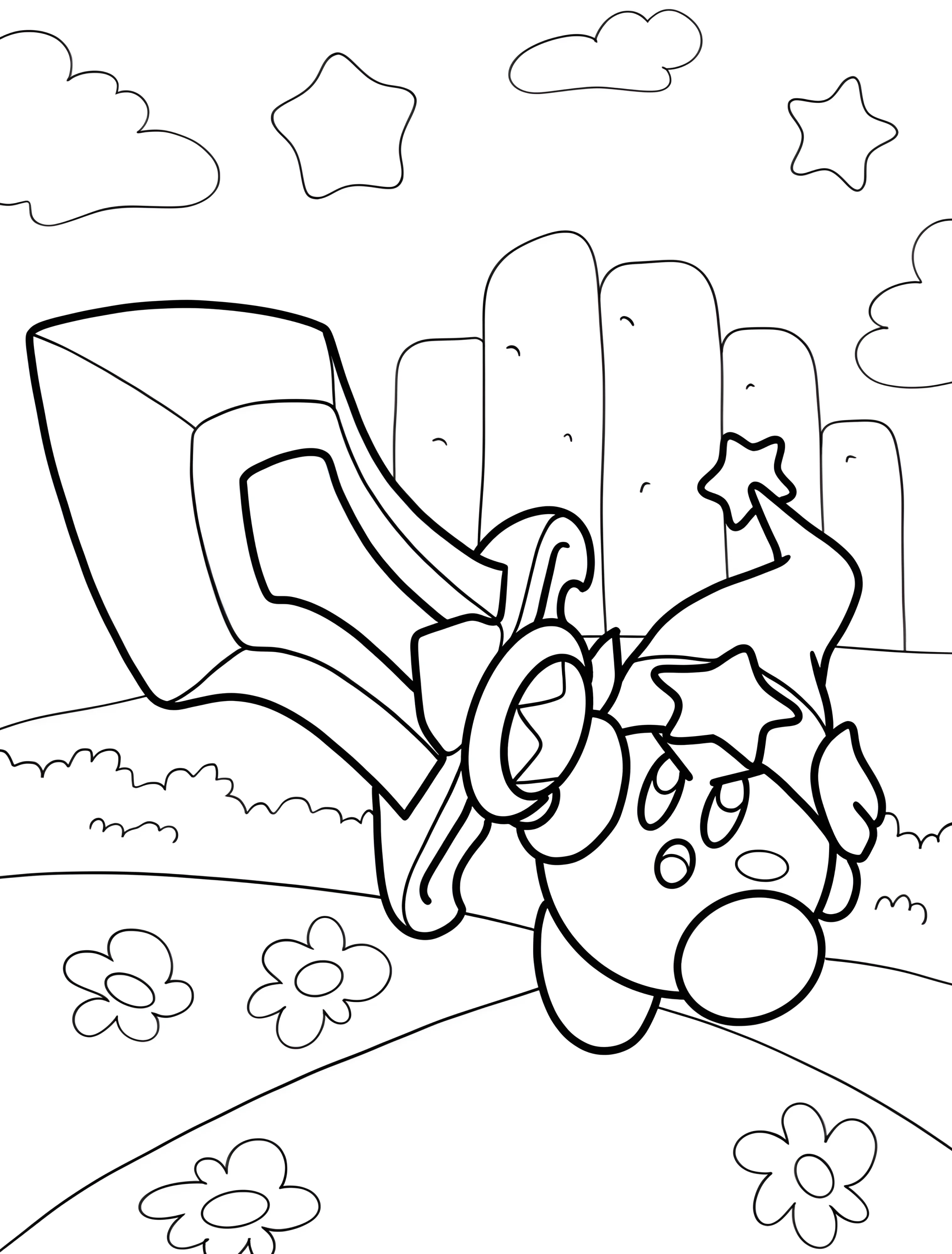 Кирби с мечом для детей №6752. Раскраски из игр. Кирби (Kirby).