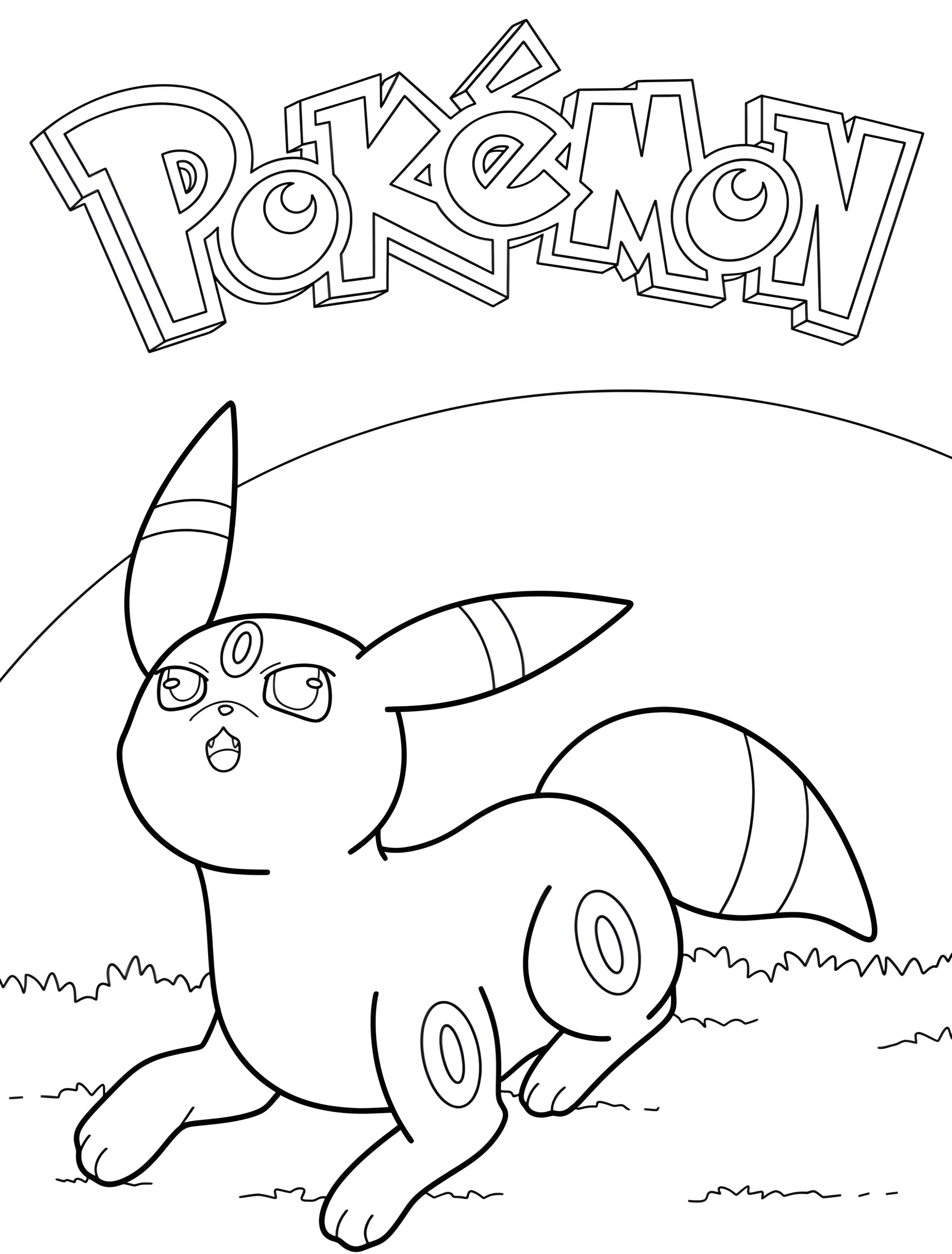 Милый Покемон Амбреон для детей №8128. Раскраски из игр. Амбреон (Umbreon).