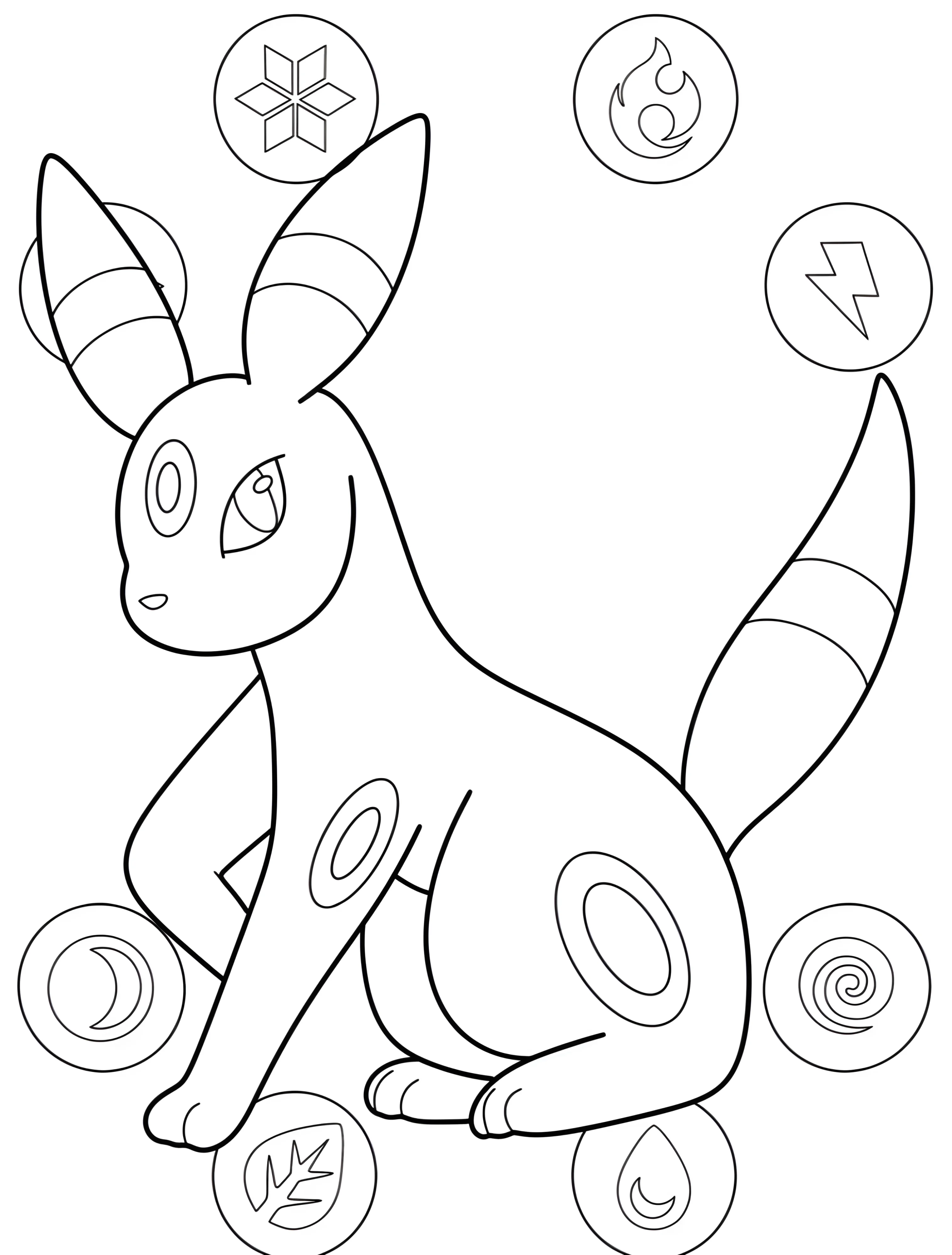 Милый Умбреон для малышей №8132. Раскраски из игр. Амбреон (Umbreon).