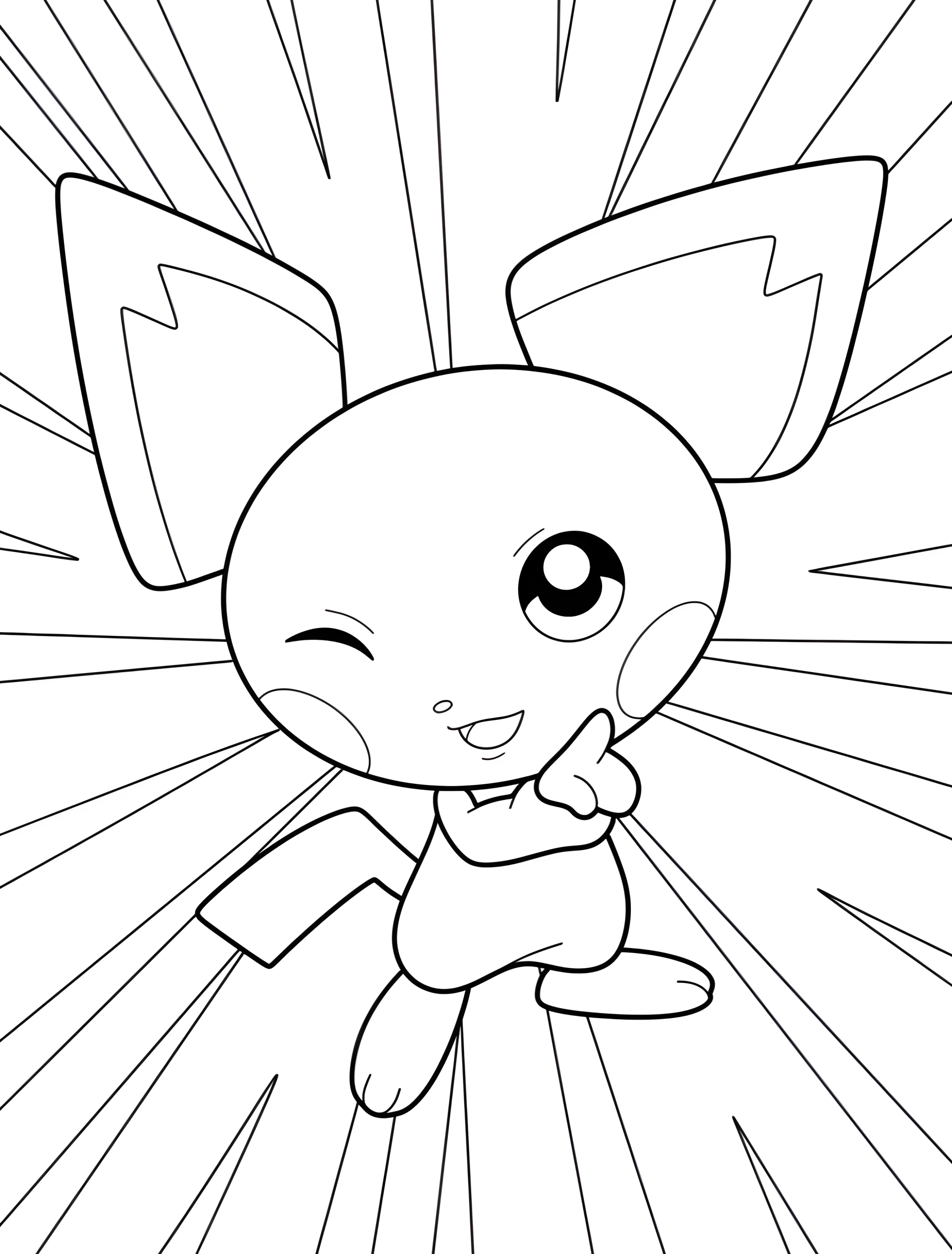 Милый Пичу подмигивает для детей №7199. Раскраски из игр. Пичу (Pichu).