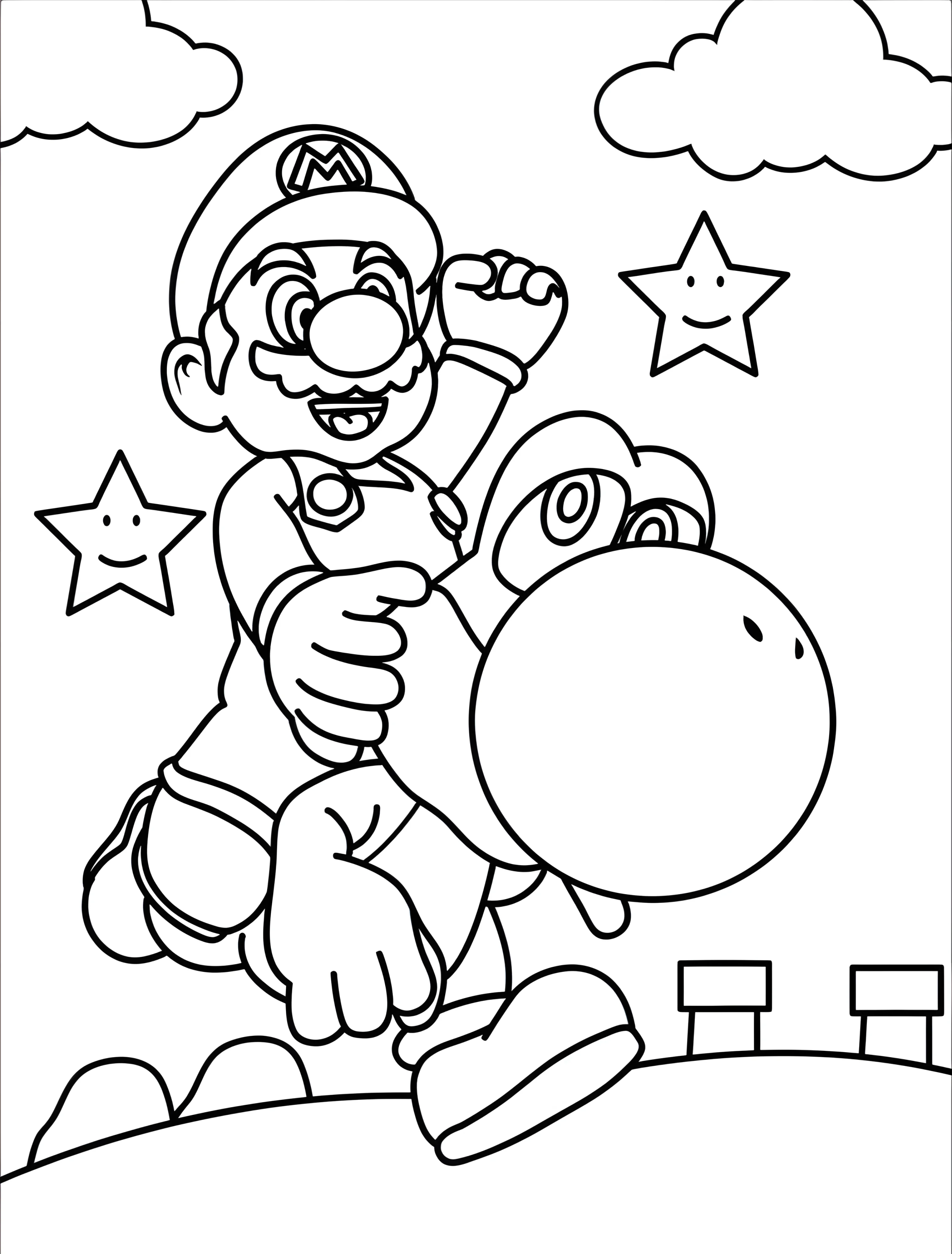 Марио и Йоши для детей №6964. Раскраски из игр. Марио (Mario).